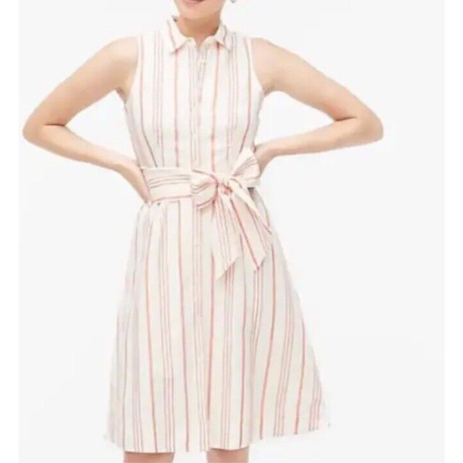 J.Crew J. Crew Linen Candy Stripe Sleeveless Shirt Dress Size S / US 4 / IT 40 - 1 Thumbnail