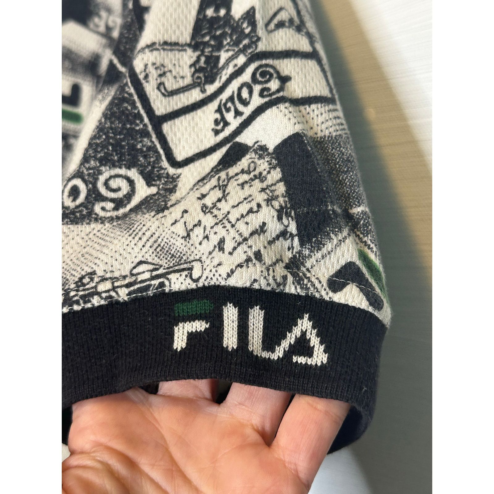 Fila Fila black white golf stamps print polo shirt size large Size US L / EU 52-54 / 3 - 6 Thumbnail