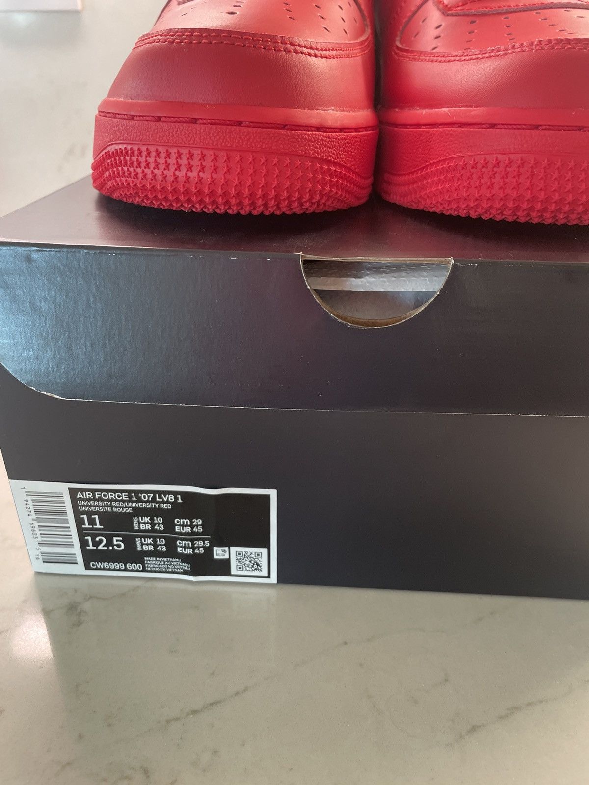 Nike Air Force 1 Triple Red Size US 11 / EU 44 - 7 Thumbnail