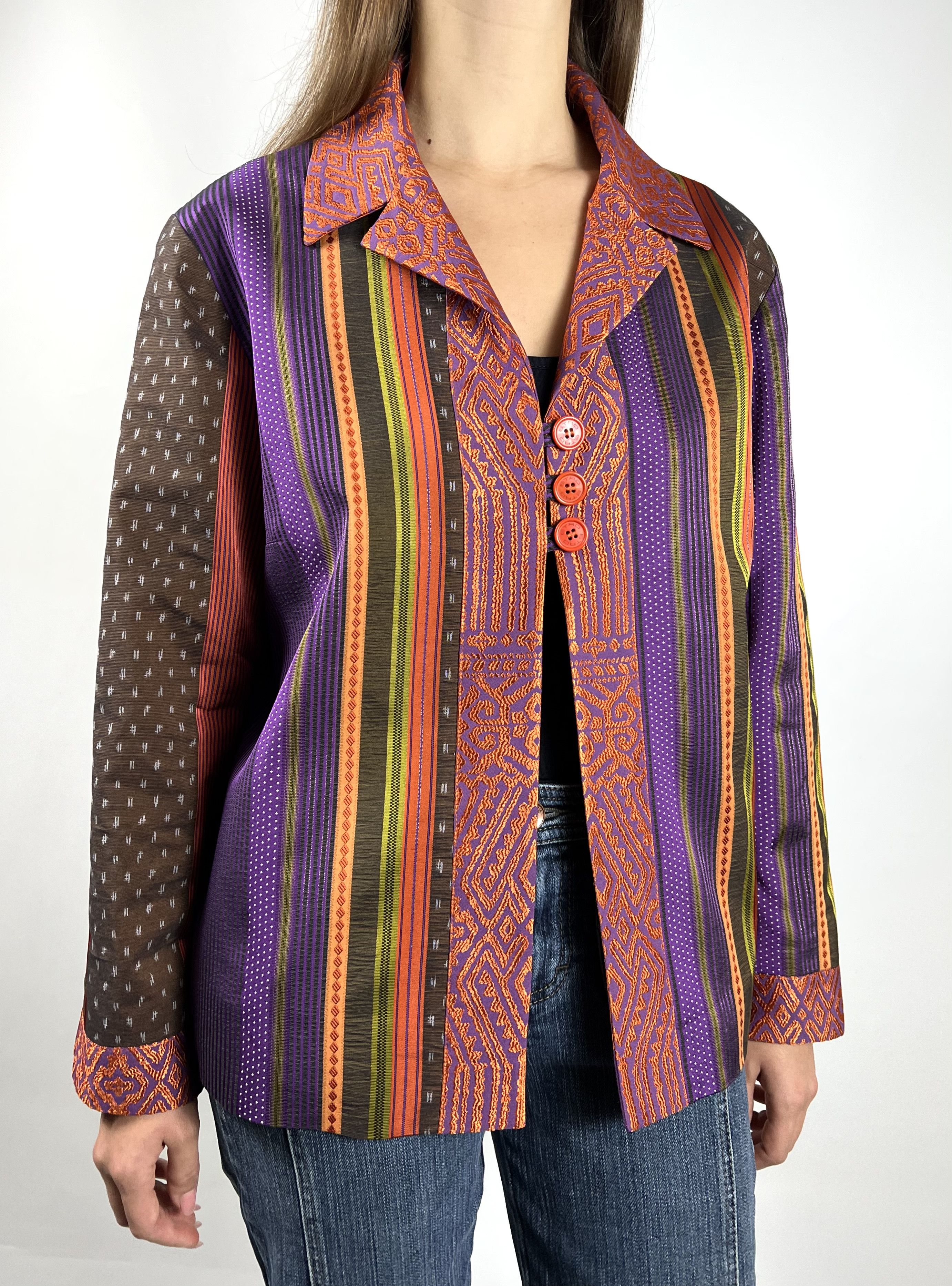 Etro Etro Striped Silk Multicolor Light Jacket Blazer Size M / US 6-8 / IT 42-44 - 4 Thumbnail