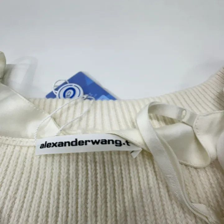 Alexander Wang Alexander Wang White Satin Knit Sweater - Size S / US 4 / IT 40 - 4 Thumbnail