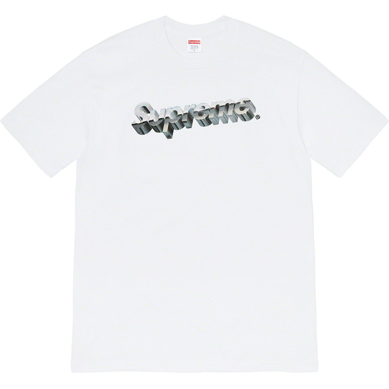 Image of Supreme Chrome Logo Tee White Small Size, Men's