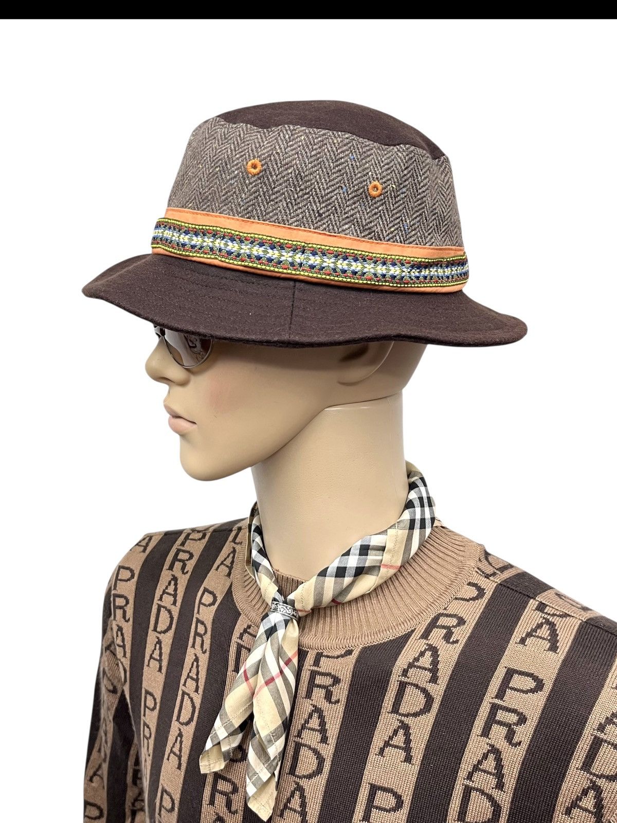 Beams Japan Beams Heart Herringbone Wool Bucket Hat Size 58cm Size ONE SIZE - 2 Thumbnail