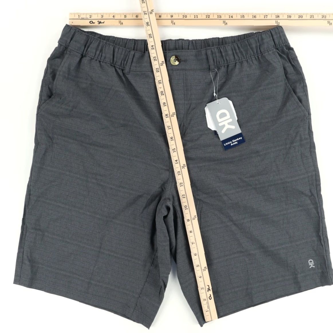 Vintage Little Donkey Andy High Stretch Drytech Polyester Woven Chino Shorts Charcoal Striped Men's 2XL Size US 39 - 3 Thumbnail