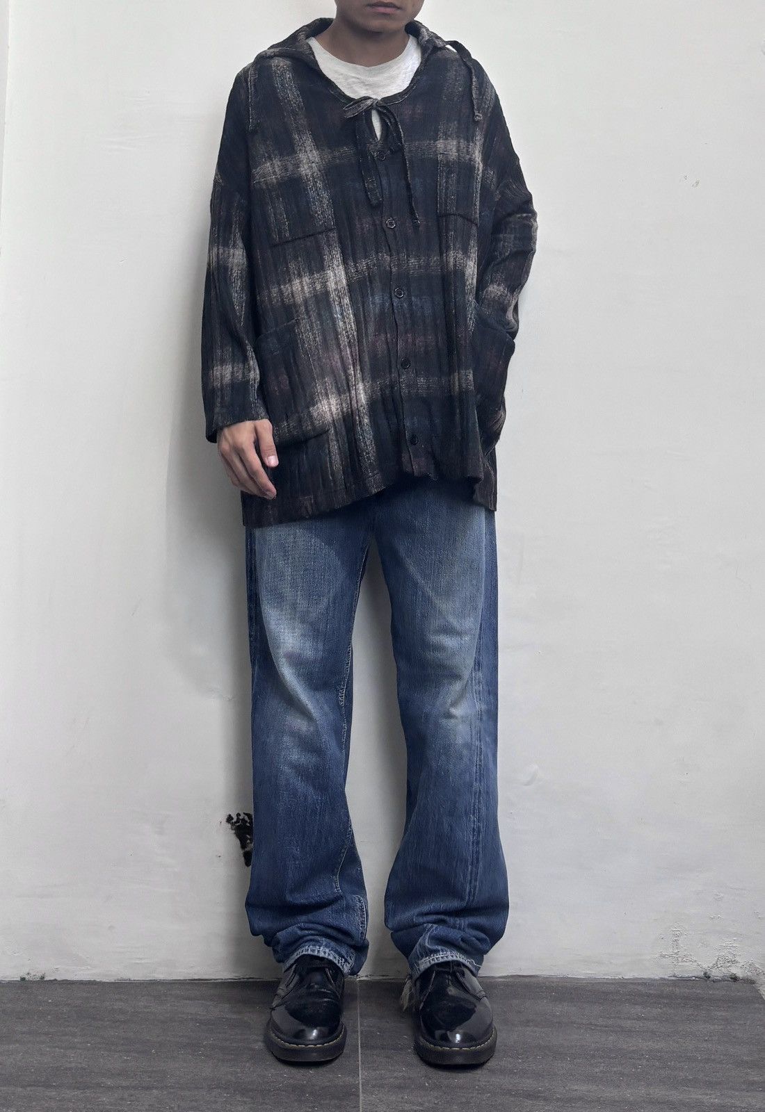 Yohji Yamamoto FREE TAX! Y's Shadow Plaid Knitted Laces Shirt Size US M / EU 48-50 / 2 - 1 Thumbnail
