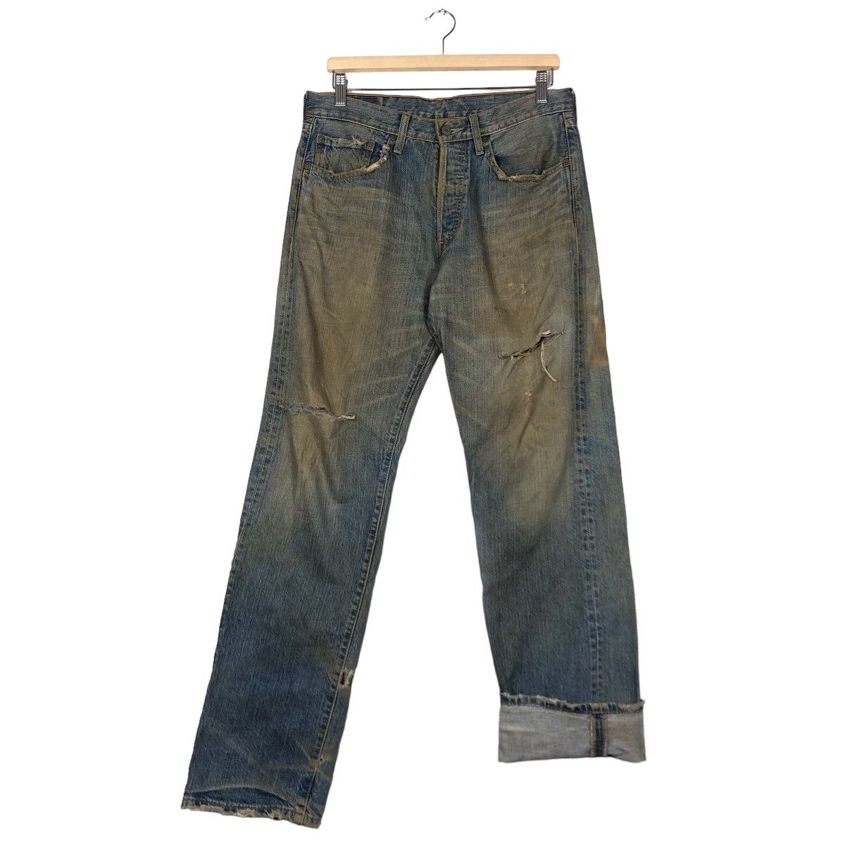 Levi's 🔥Vintage Distressed Denim Rusty Design Levi’s 501 Size US 32 / EU 48 - 12 Thumbnail