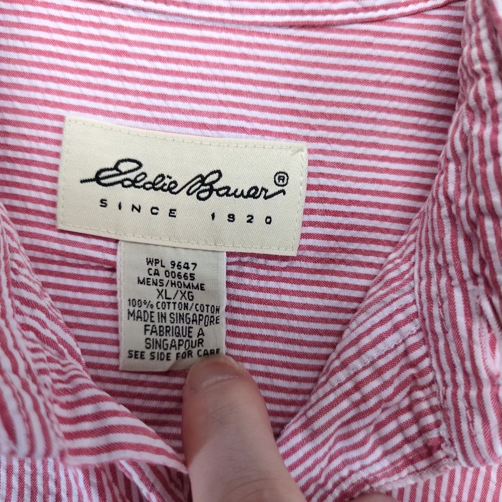 Eddie Bauer Vtg Y2K Eddie Bauer Red Striped Seersucker Button Down Shirt Size US XL / EU 56 / 4 - 3 Thumbnail