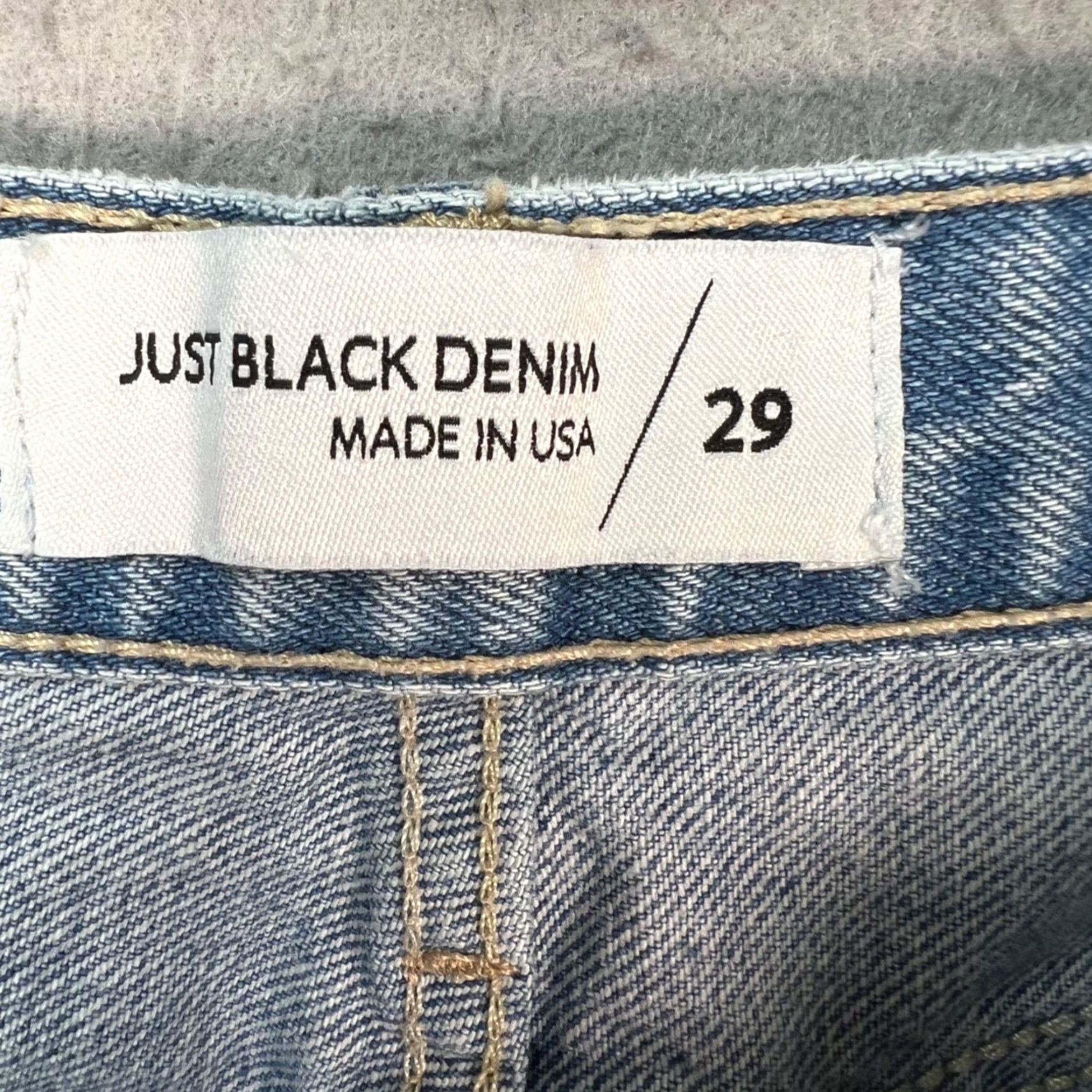 Denime Just Black Denim Jeans Womens Size 29 High-Waisted Distressed Light Wash Blue Silk? Size 29" - 3 Thumbnail