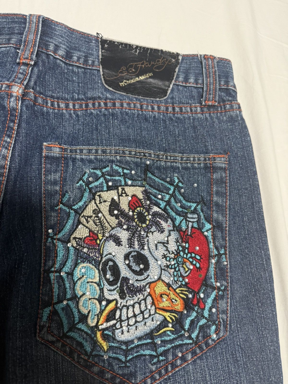 Ed Hardy Ed hardy by Christian Audigier skull and card web jeans! Size US 34 / EU 50 - 3 Thumbnail