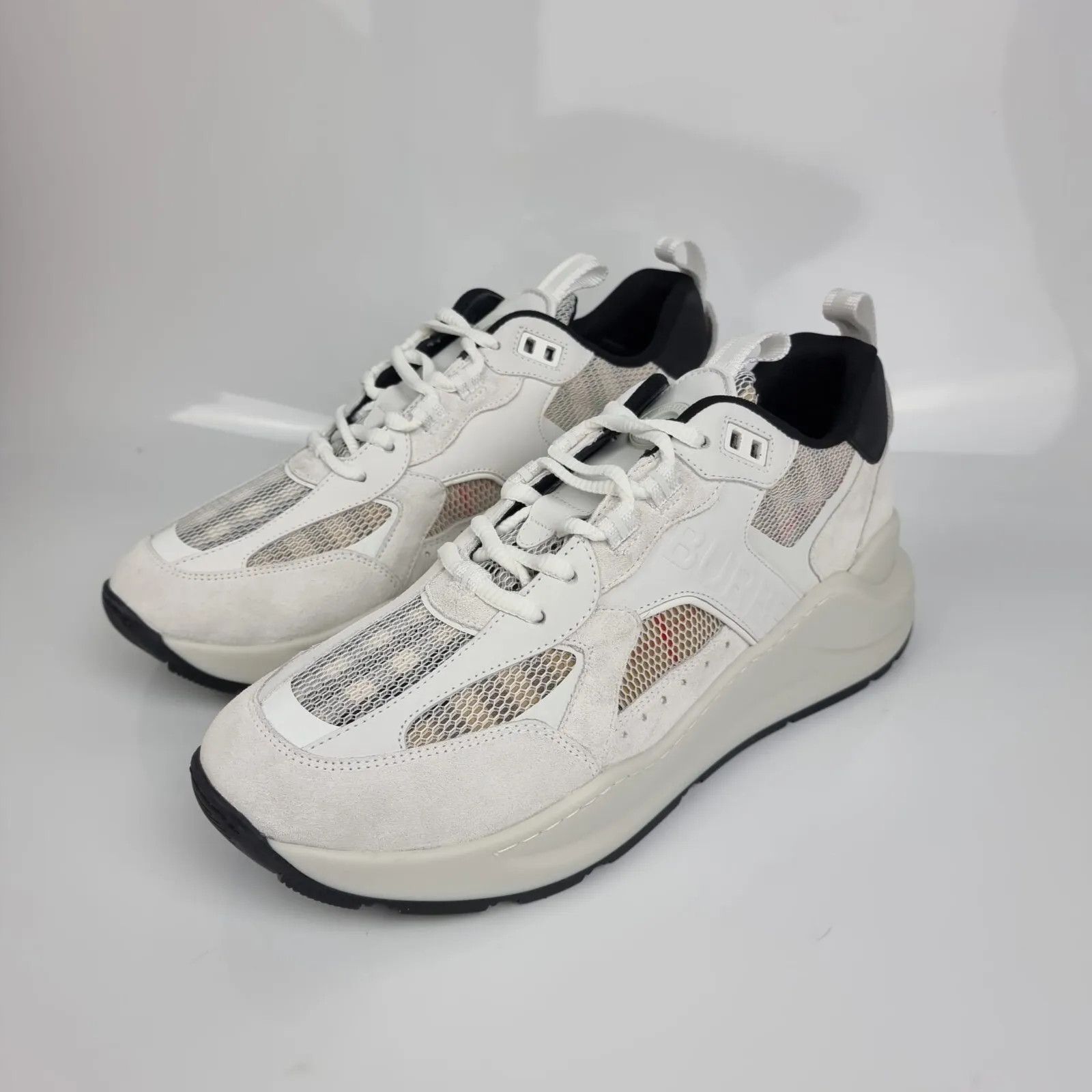 Burberry Men's Sean White And Beige Sneakers New