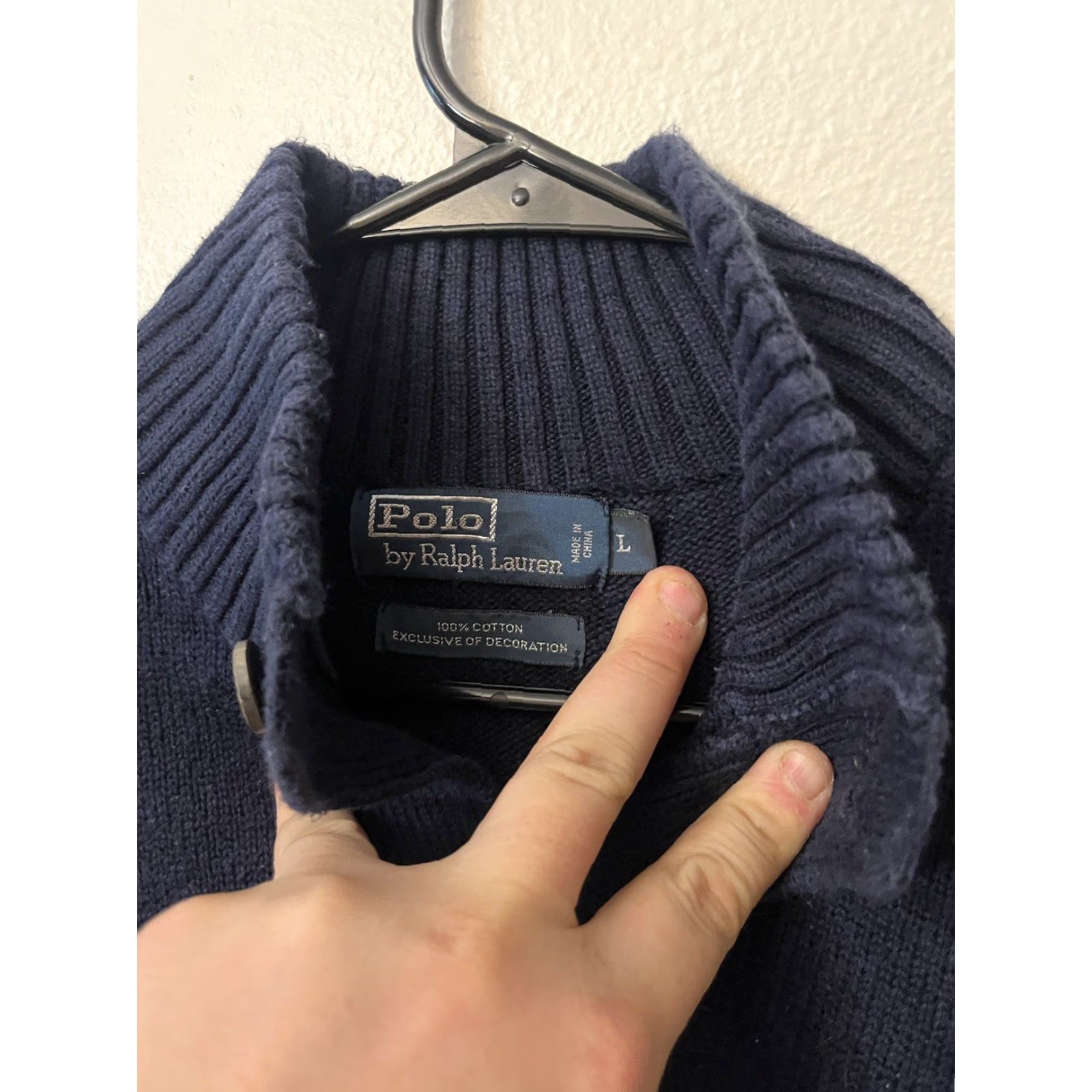 Ralph Lauren Polo Ralph Lauren Sweater Mens Size L 1/4 Button Long Sleeve Blue Cotto Size US L / EU 52-54 / 3 - 2 Thumbnail
