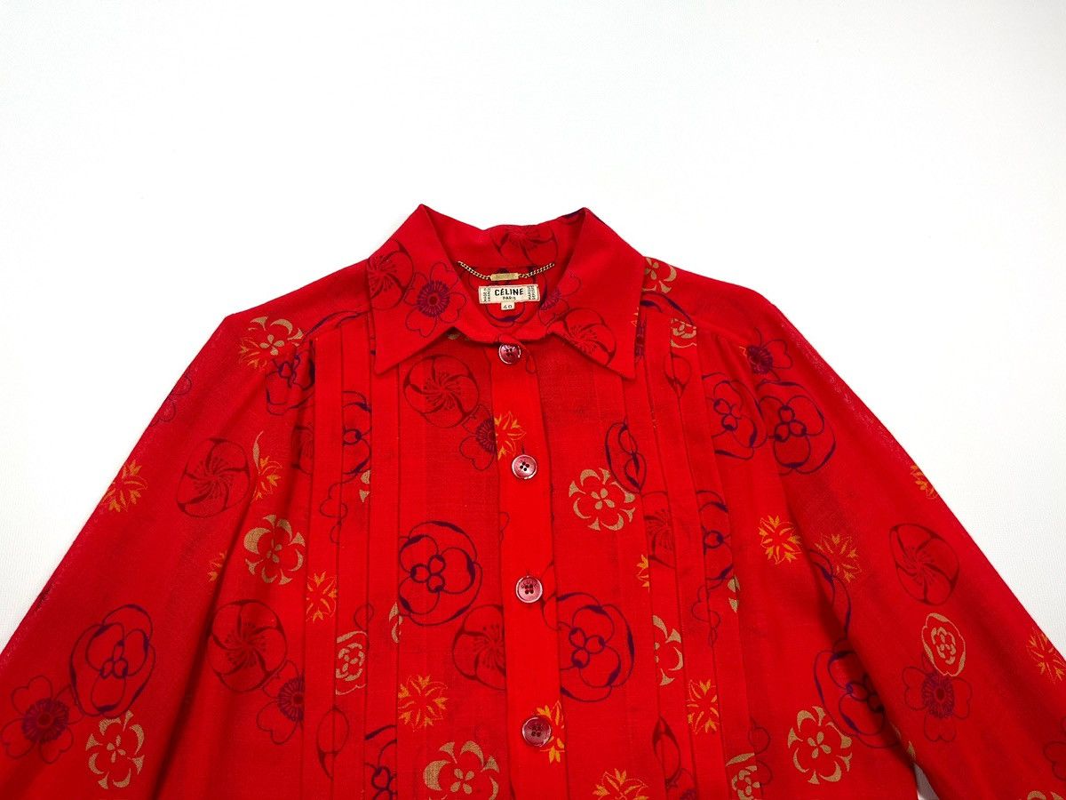Celine Vintage 80s CELINE Paris Skirt Suit Red Floral Wool Size 40 Size M / US 6-8 / IT 42-44 - 6 Thumbnail
