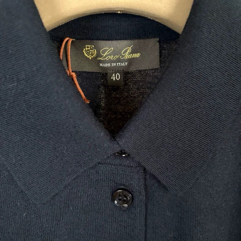 Loro Piana LORO PIANA Ms.Navy blue knitted polo100% first cut wool Size XS / US 0-2 / IT 36-38 - 3 Thumbnail