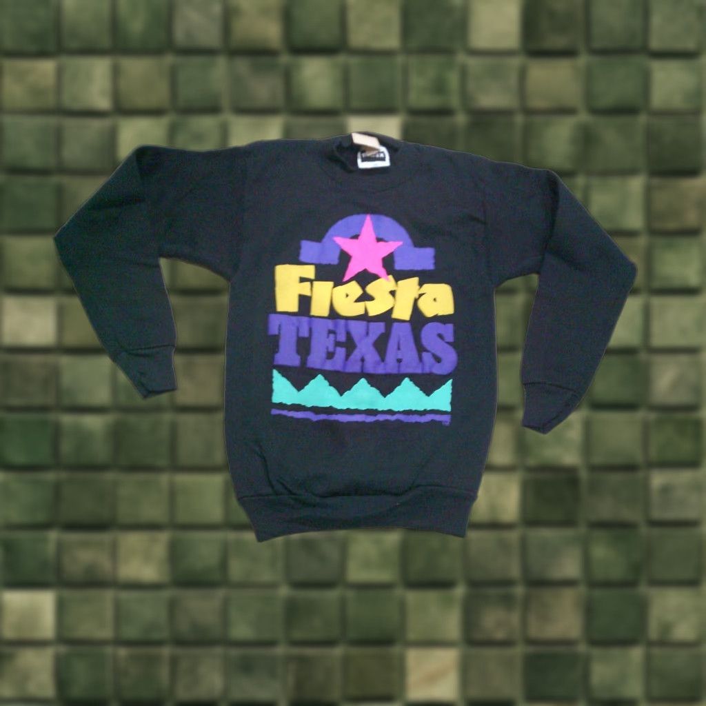 Tultex VINTAGE NWT Fiesta Texas Sweatshirt Juniors Small Black 90s Deadstock A1 Size S / US 4 / IT 40 - 1 Thumbnail