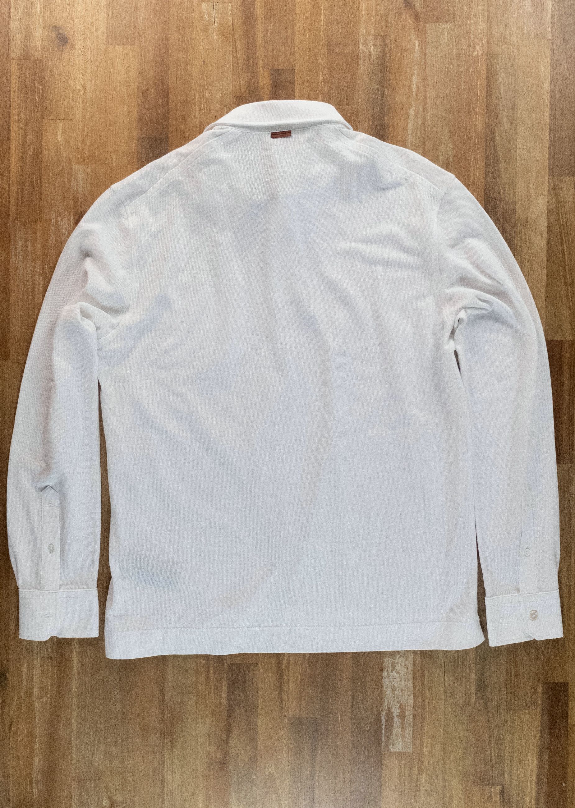 Ermenegildo Zegna ZEGNA solid white long sleeve cotton polo shirt 52 Large Size US L / EU 52-54 / 3 - 10 Thumbnail