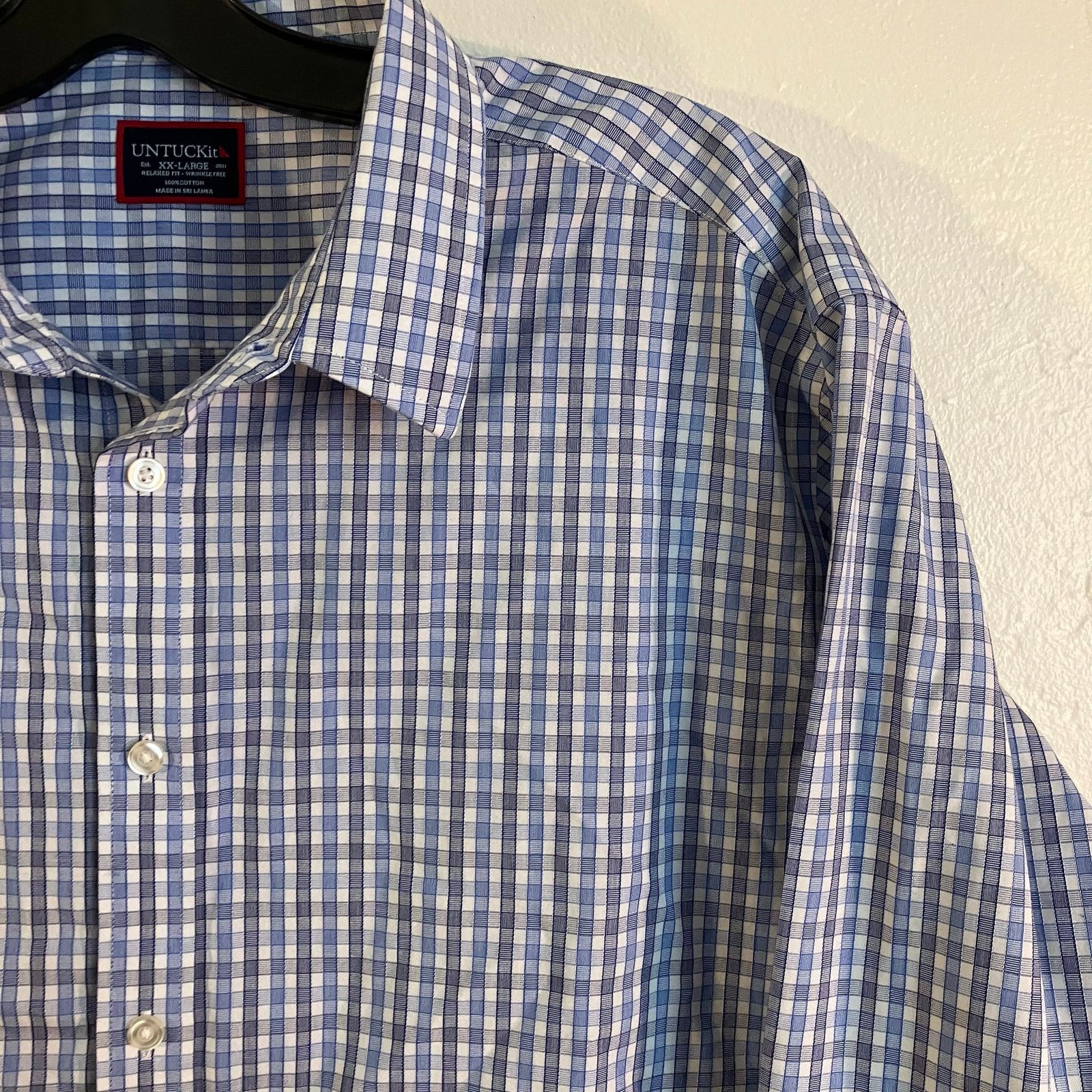 UNTUCKit UNTUCKit Gingham Button Up Blue White Casual Dress Shirt Size US XXL / EU 58 / 5 - 5 Thumbnail