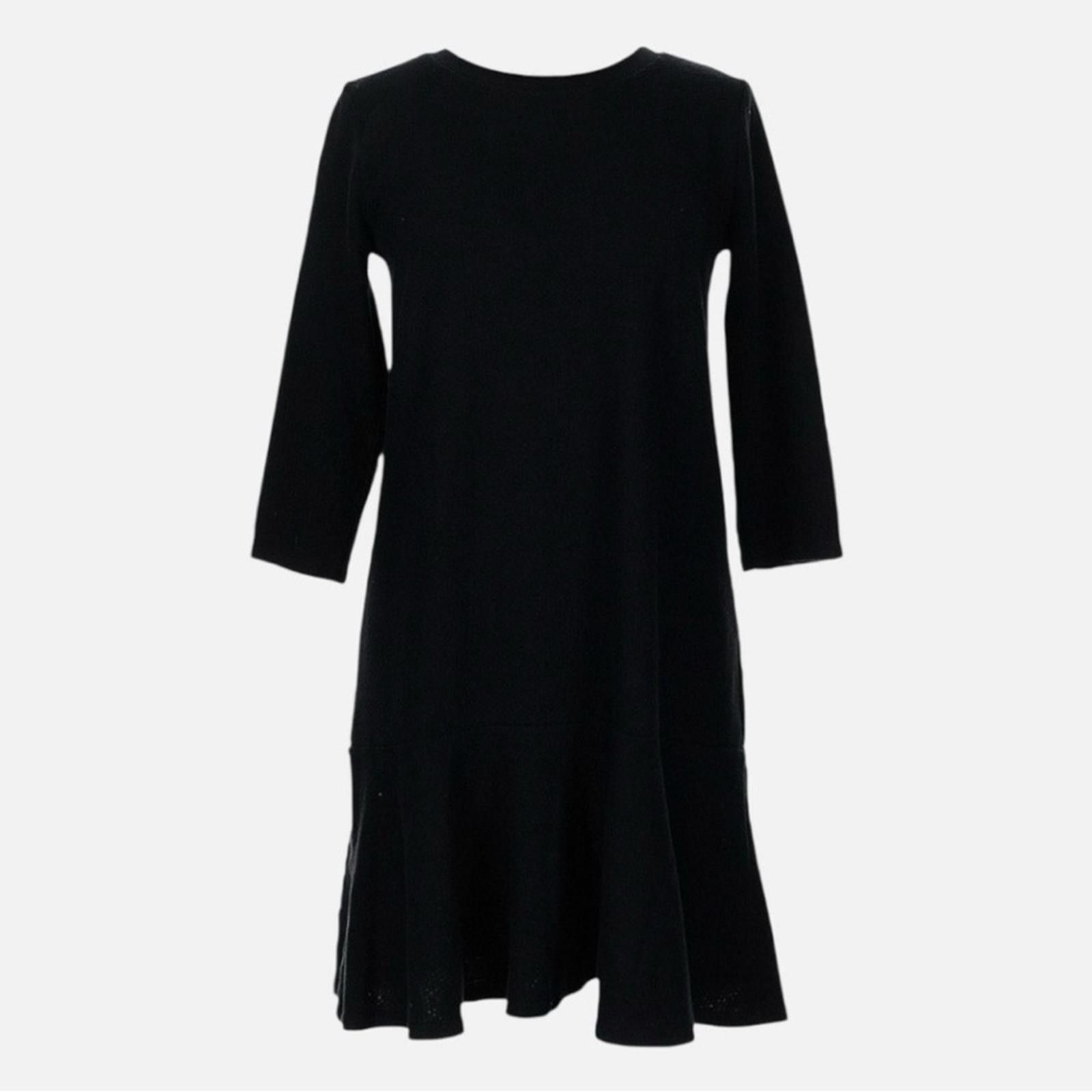 Ganni GANNI black ruffle-hem jersey shift dress - M, ¾ sleeve Size M / US 6-8 / IT 42-44 - 8 Thumbnail