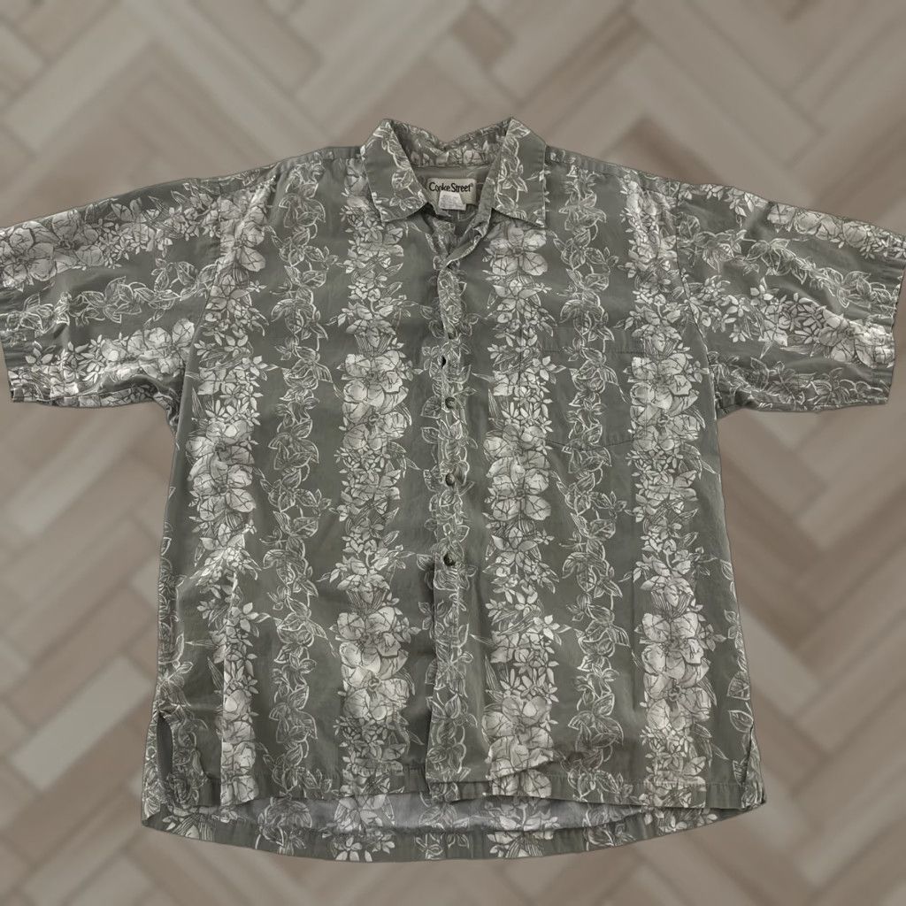 Vintage VTG Cooke Street Floral Hawaiian Short Sleeve Button-Up Shirt Men's XL Green Size US XL / EU 56 / 4 - 1 Thumbnail