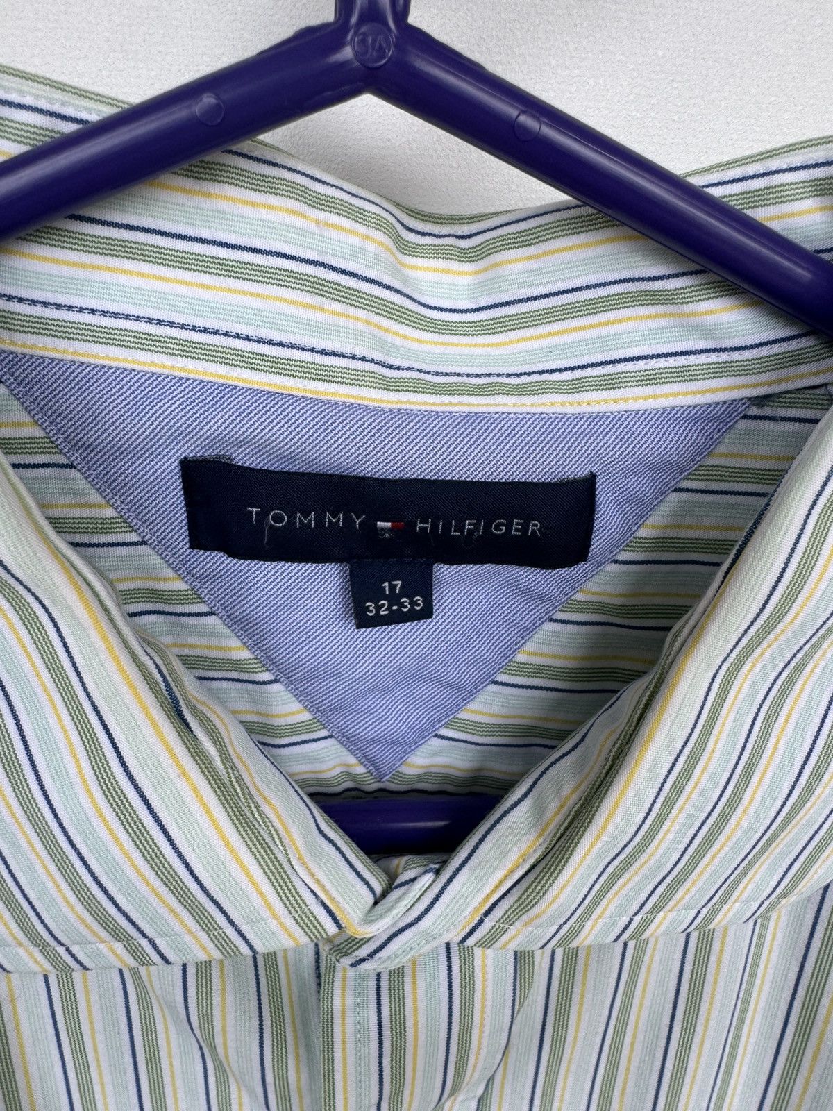 Tommy Hilfiger Blue Green Stripped Tommy Button Up Size US L / EU 52-54 / 3 - 3 Thumbnail