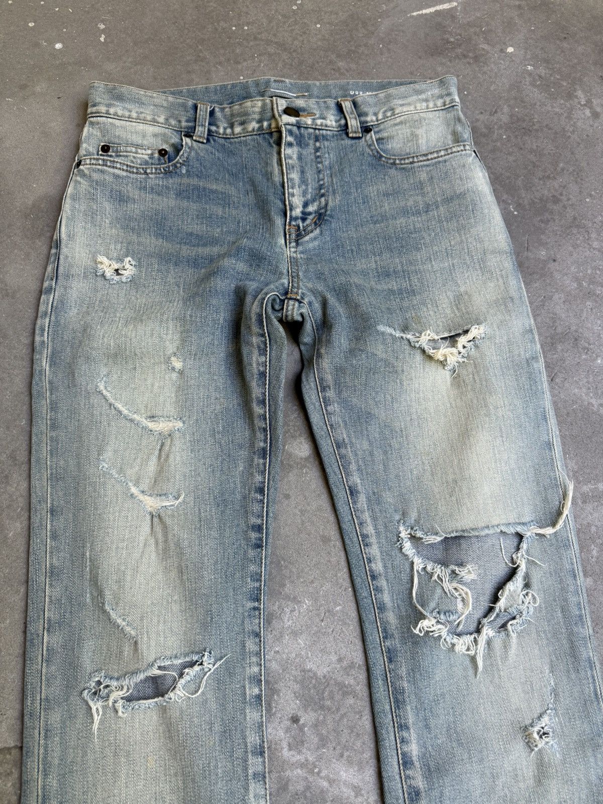 Saint Laurent Paris SS19 Saint Laurent blue distressed crash denim jeans Size US 28 / EU 44 - 4 Thumbnail