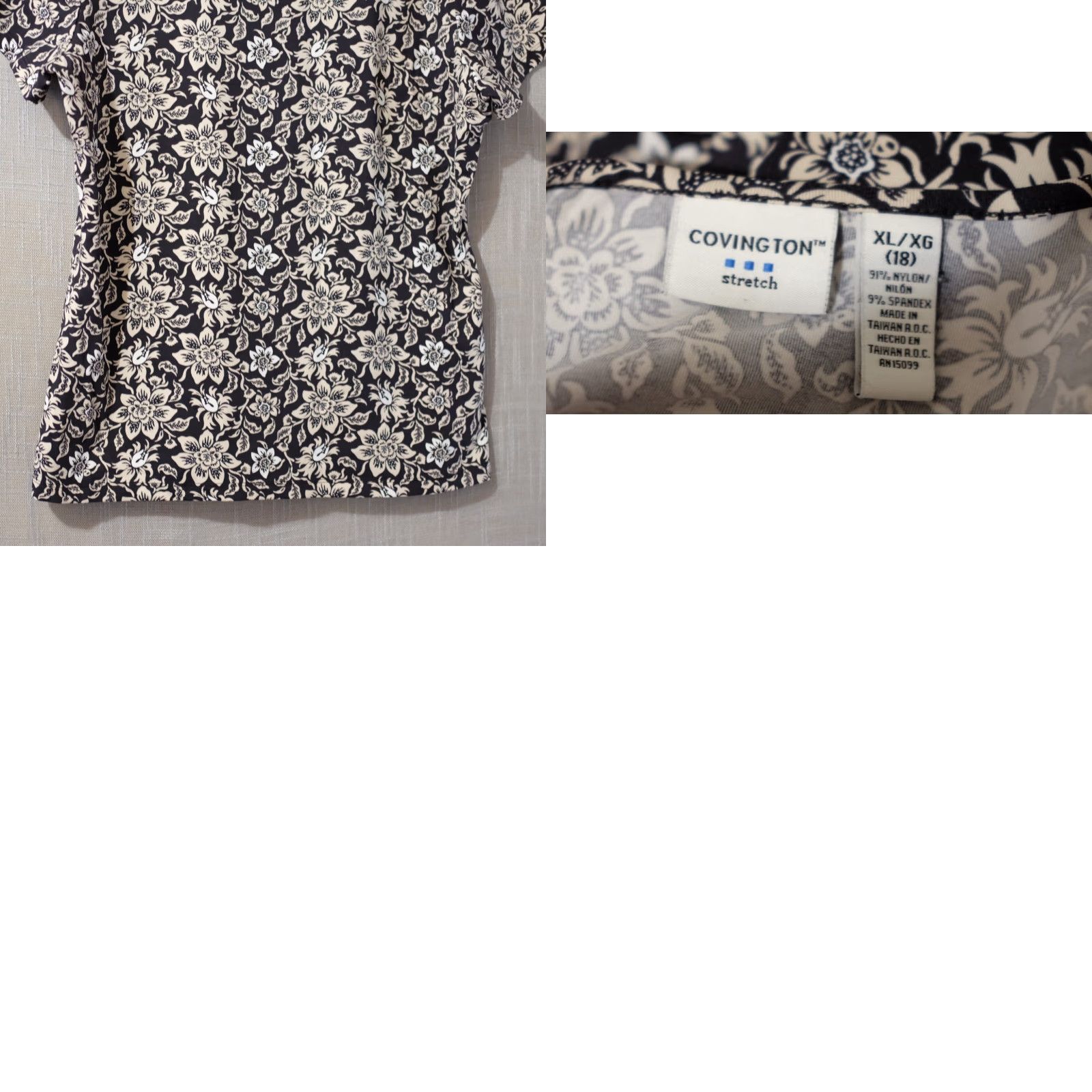Vintage VINTAGE Covington T-Shirt Floral Short Sleeve Crew Neck Black/White Womens XL #A16-17 Size XL / US 12-14 / IT 48-50 - 8 Thumbnail