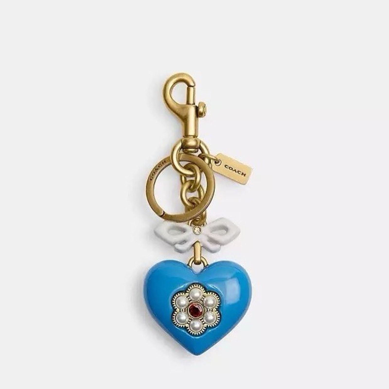 Disney NWT COACH Heart Bag Charm CBH12 Brass/Blue Multi Size ONE SIZE - 2 Thumbnail