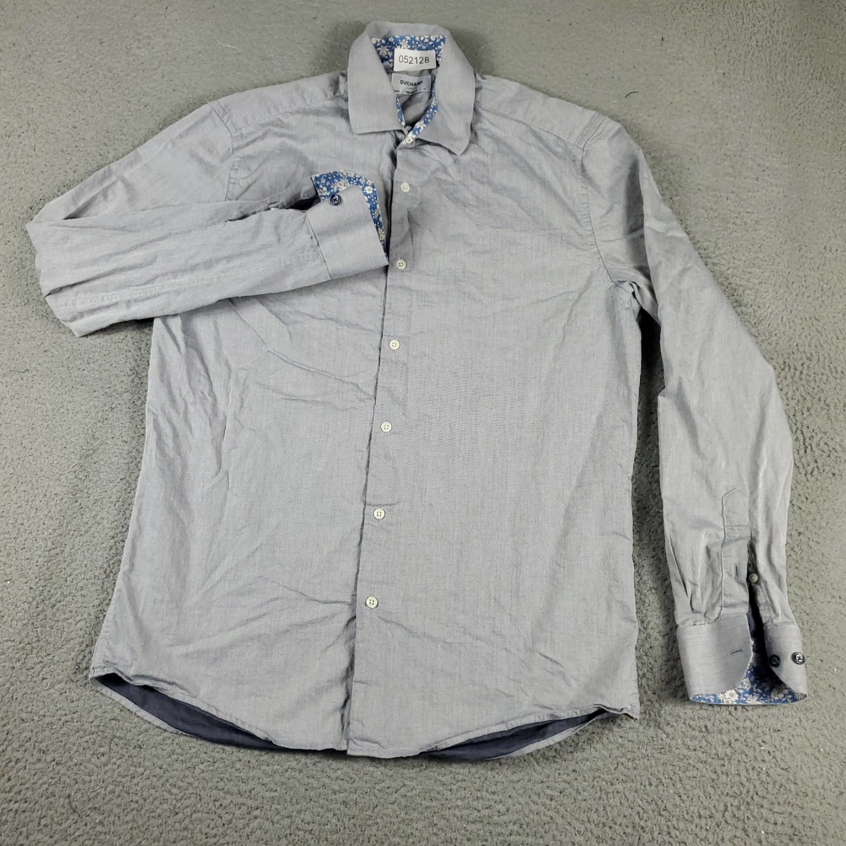Vintage Duchamp Shirt Mens Size 16.5 Large Gray Dress Button Up Long Sleeve Size 42R - 2 Thumbnail
