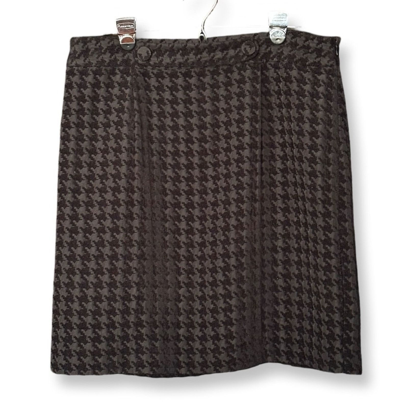 Ann Taylor Vintage Ann Taylor Black Large Houndstooth Mini Skirt Size 34" / US 12 / IT 48 - 1 Thumbnail