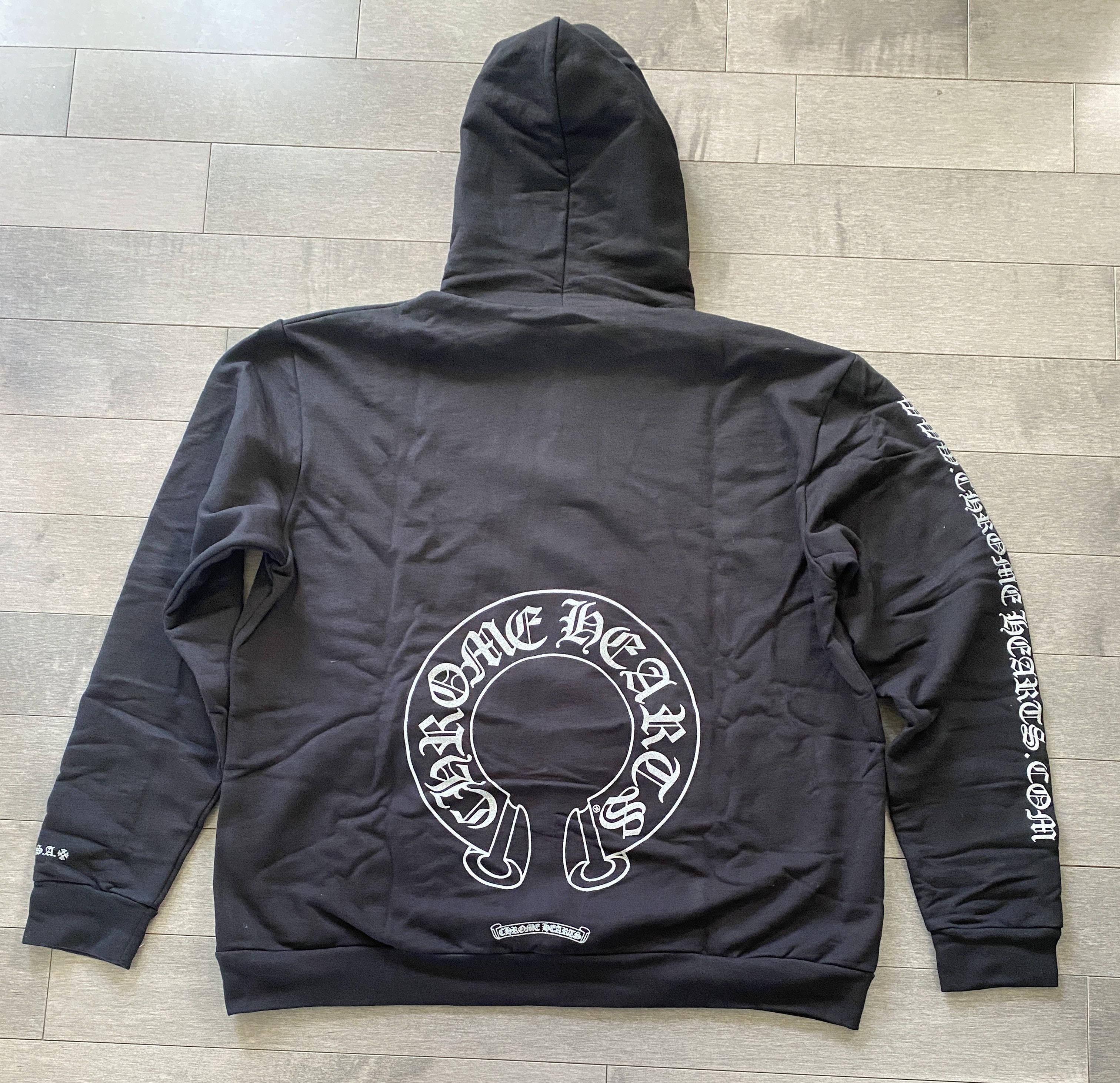 Image of Chrome Hearts Www.chromehearts.com Silver Glitter Hoodie in Black, Men's (Size XL)