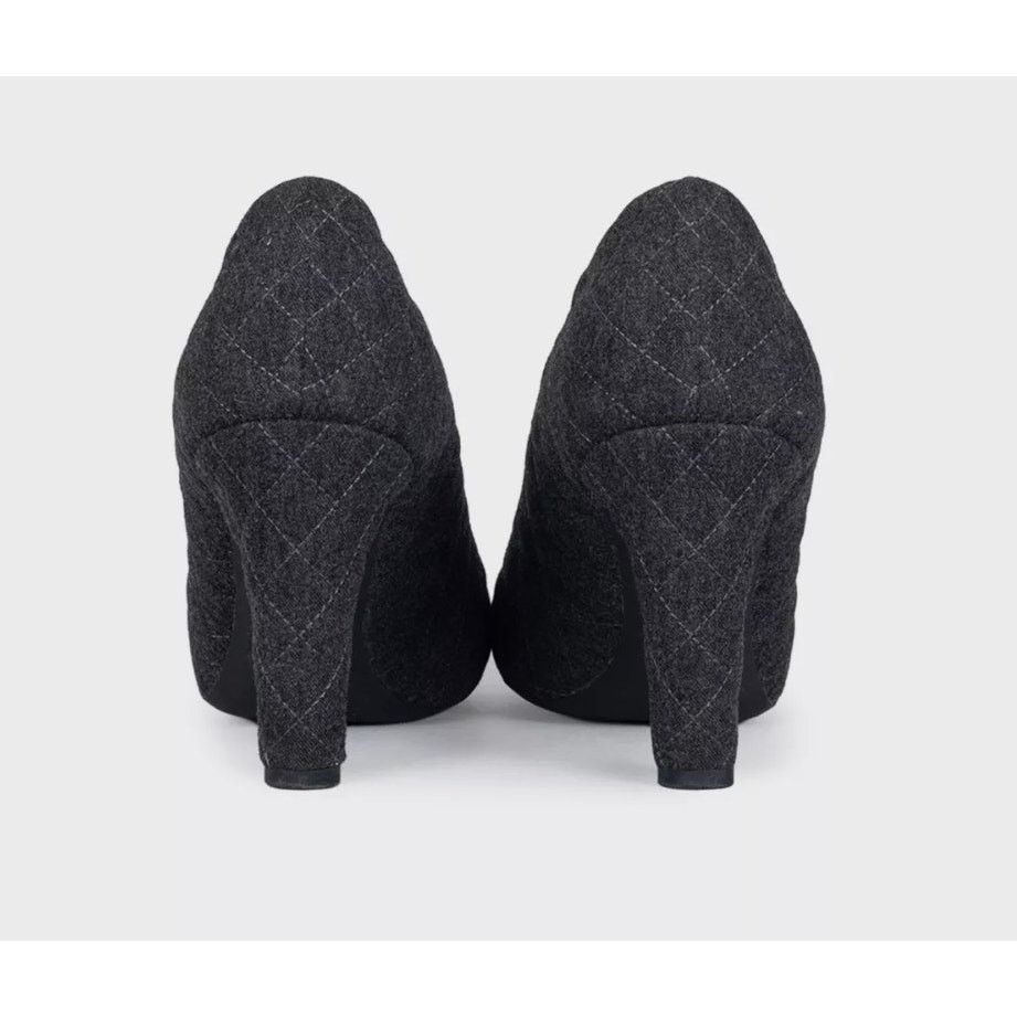 Chanel Chanel Gray Textile Rose Pumps Sz 38 Size US 7 / IT 37 - 4 Thumbnail