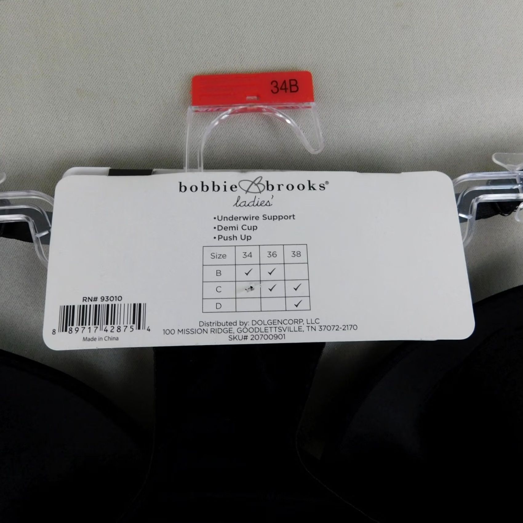 Vintage Bobbie Brooks Bra 34B Black Push Up Underwire Demi Racerback Microfiber Polyester Size ONE SIZE - 5 Thumbnail