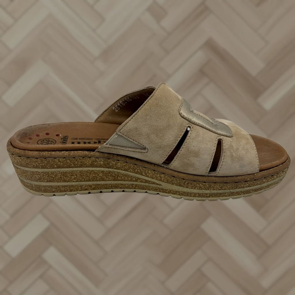 Mephisto Mephisto Helen Sandals Romee Slide Womens 8 Beige White Leather Slip On Comfort Casual Travel Size US 8 / IT 38 - 1 Thumbnail