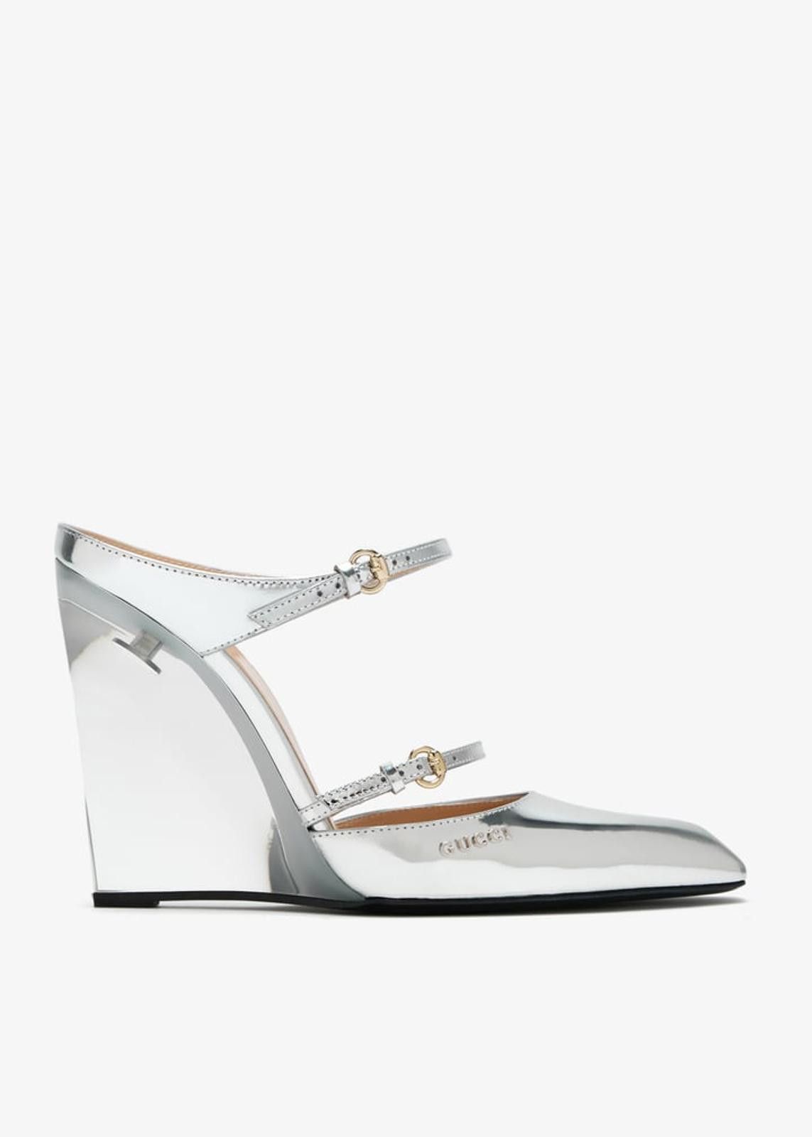 Gucci Gucci Logo Leather Wedge Mules SIZE 39 Size US 10 / IT 40 - 1 Thumbnail