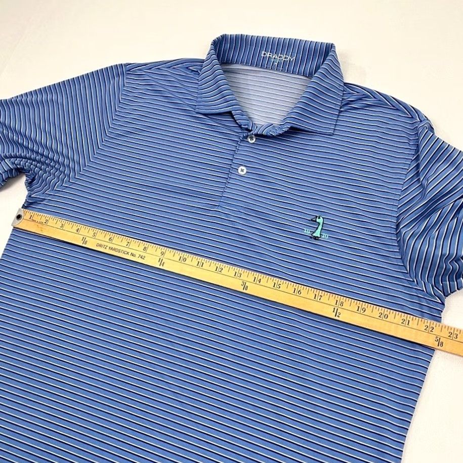 Vintage Draddy Sport Polo Shirt Mens M Blue Striped Active Golf Performance Stretch Prep Shirt Mens M Blue Striped Sports Polo Size US M / EU 48-50 / 2 - 7 Thumbnail