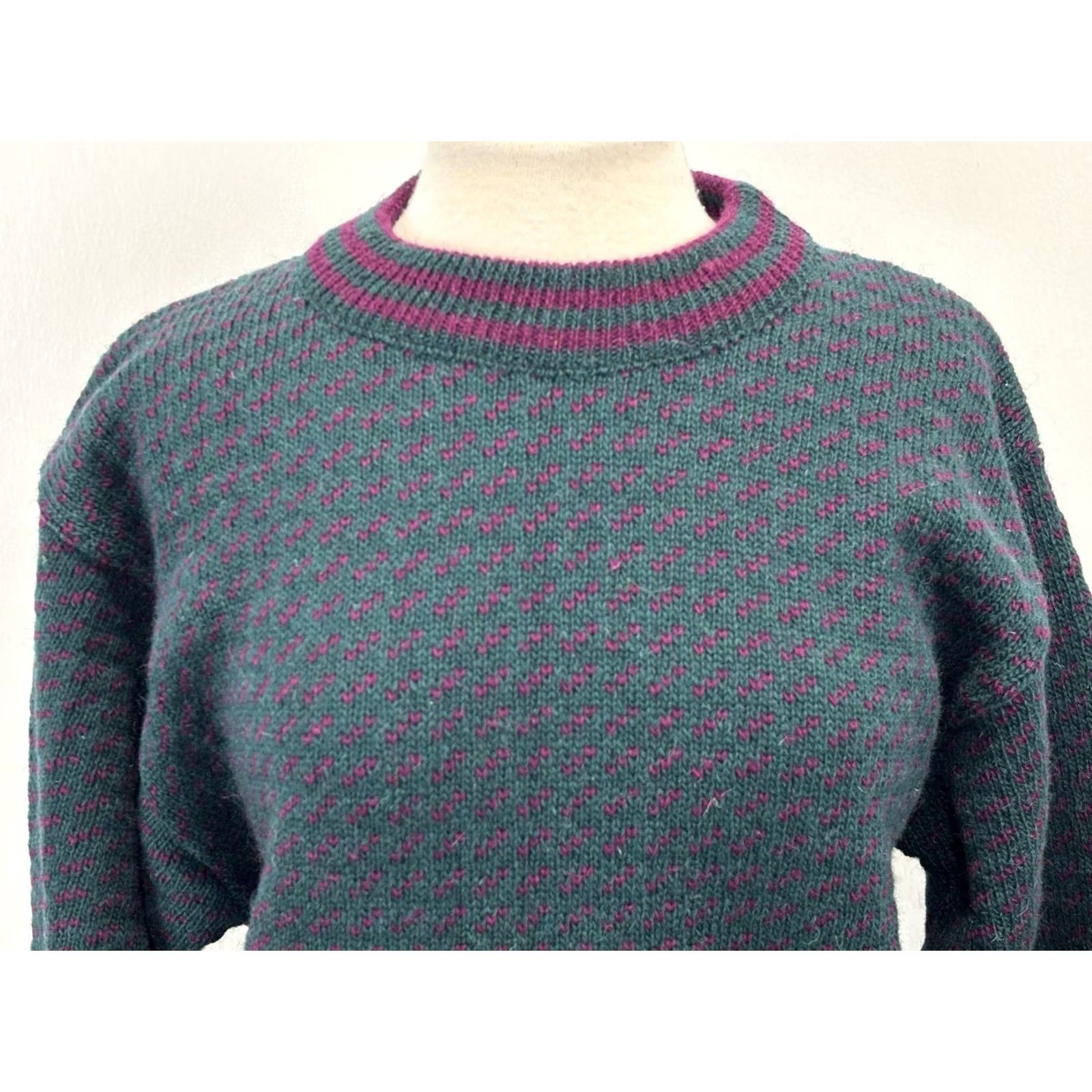 Vintage VINTAGE L.L.Bean Norwegian Sweater Birds Eye Wool Blend Large Womens 80s Crewneck Pullover Knit Wool Fall Winter Crew Neck Shirt Woman Size L / US 10 / IT 46 - 5 Thumbnail