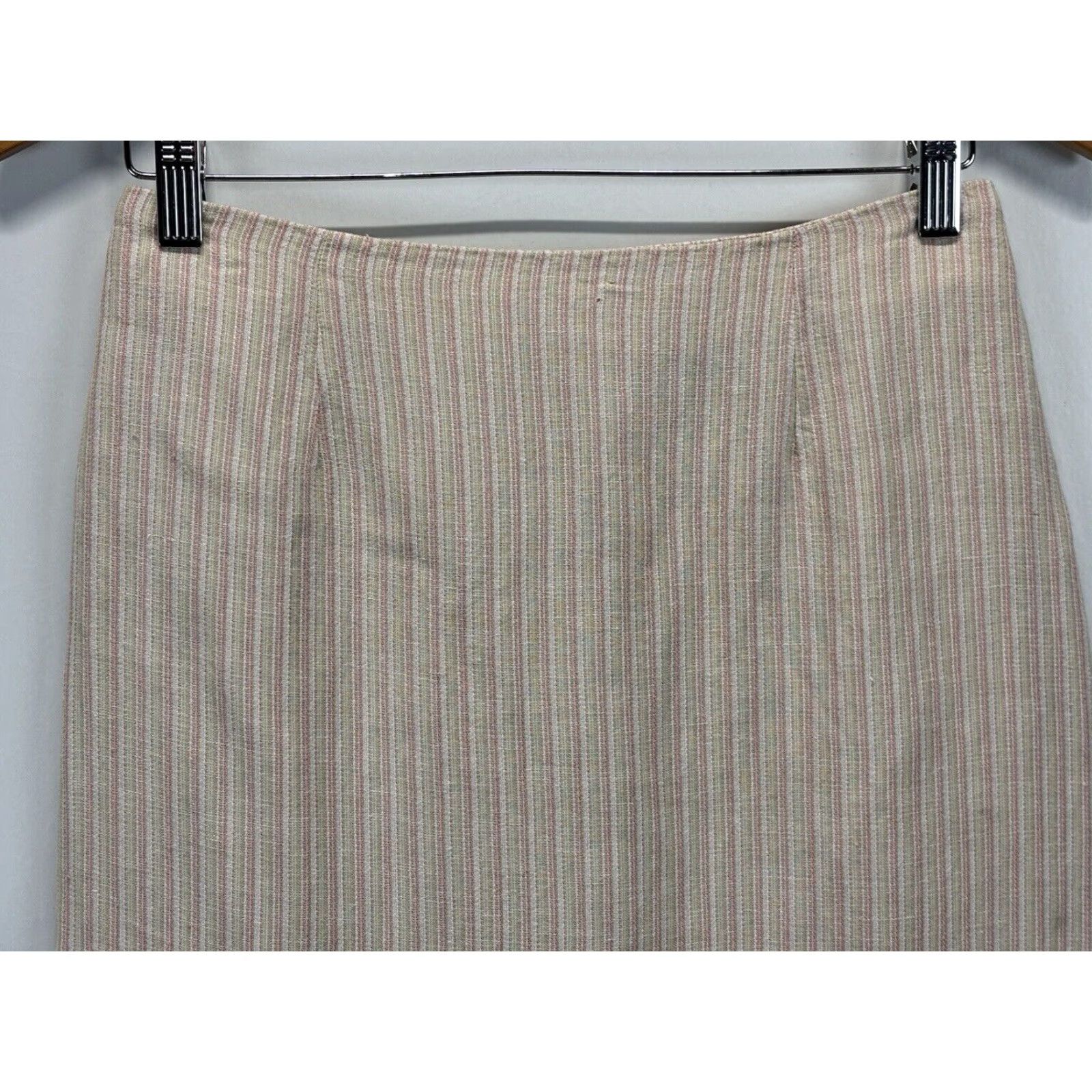 Vintage Jones Wear Womens Linen Midi Skirt Extra Large XL Pink Striped Classic Size 27" / US 4 / IT 40 - 2 Thumbnail