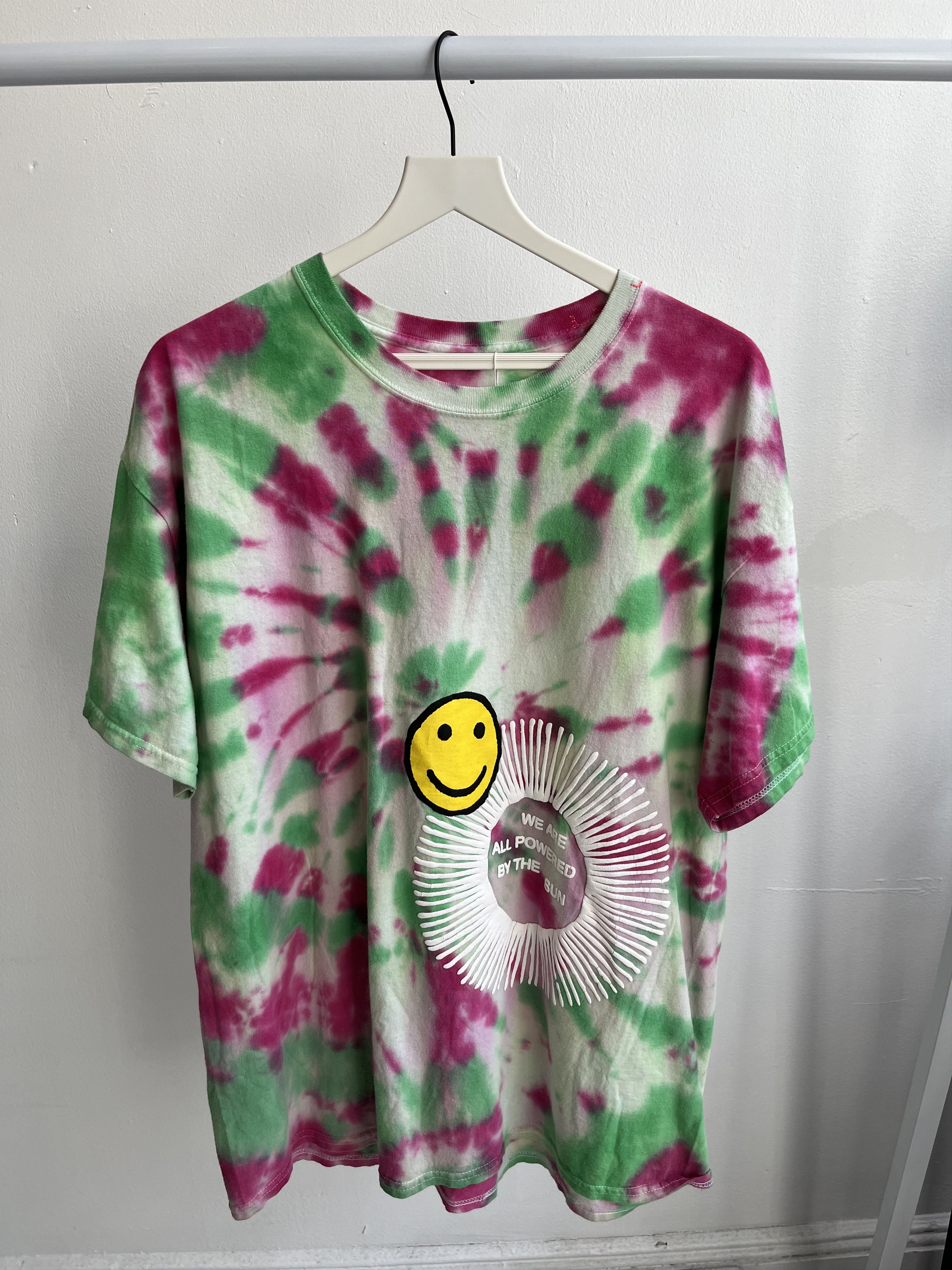 image of Cactus Plant Flea Market We Are Powered Tee in Green/Pink, Men's (Size Large)