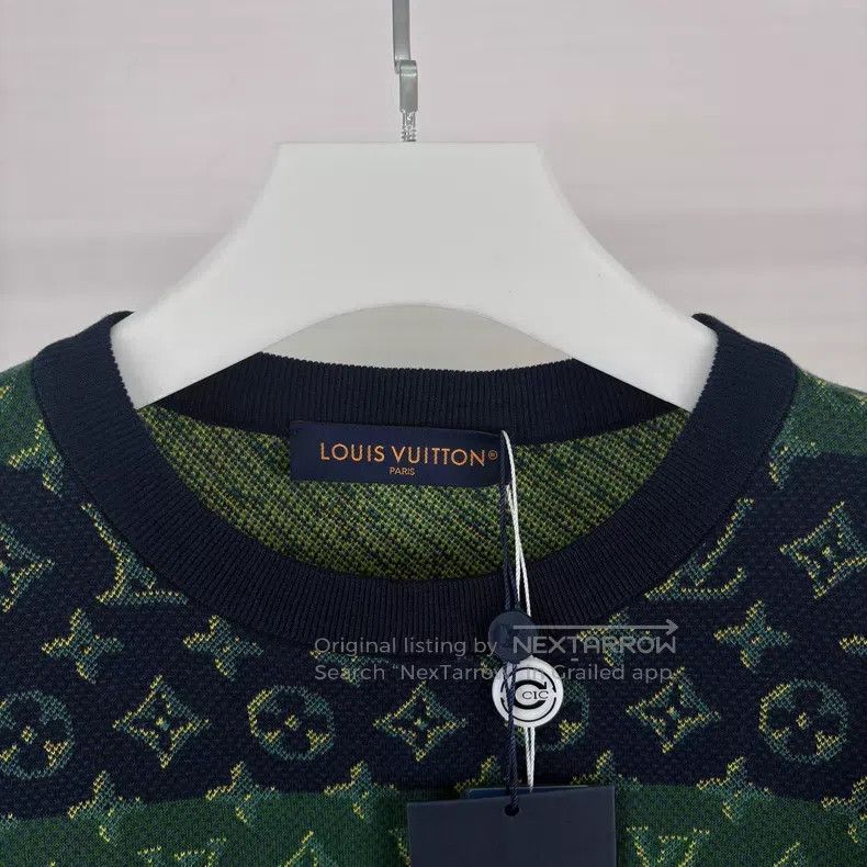 Louis Vuitton Louis Vuitton Blue-green color-block stripe full-print kni Size US L / EU 52-54 / 3 - 3 Thumbnail