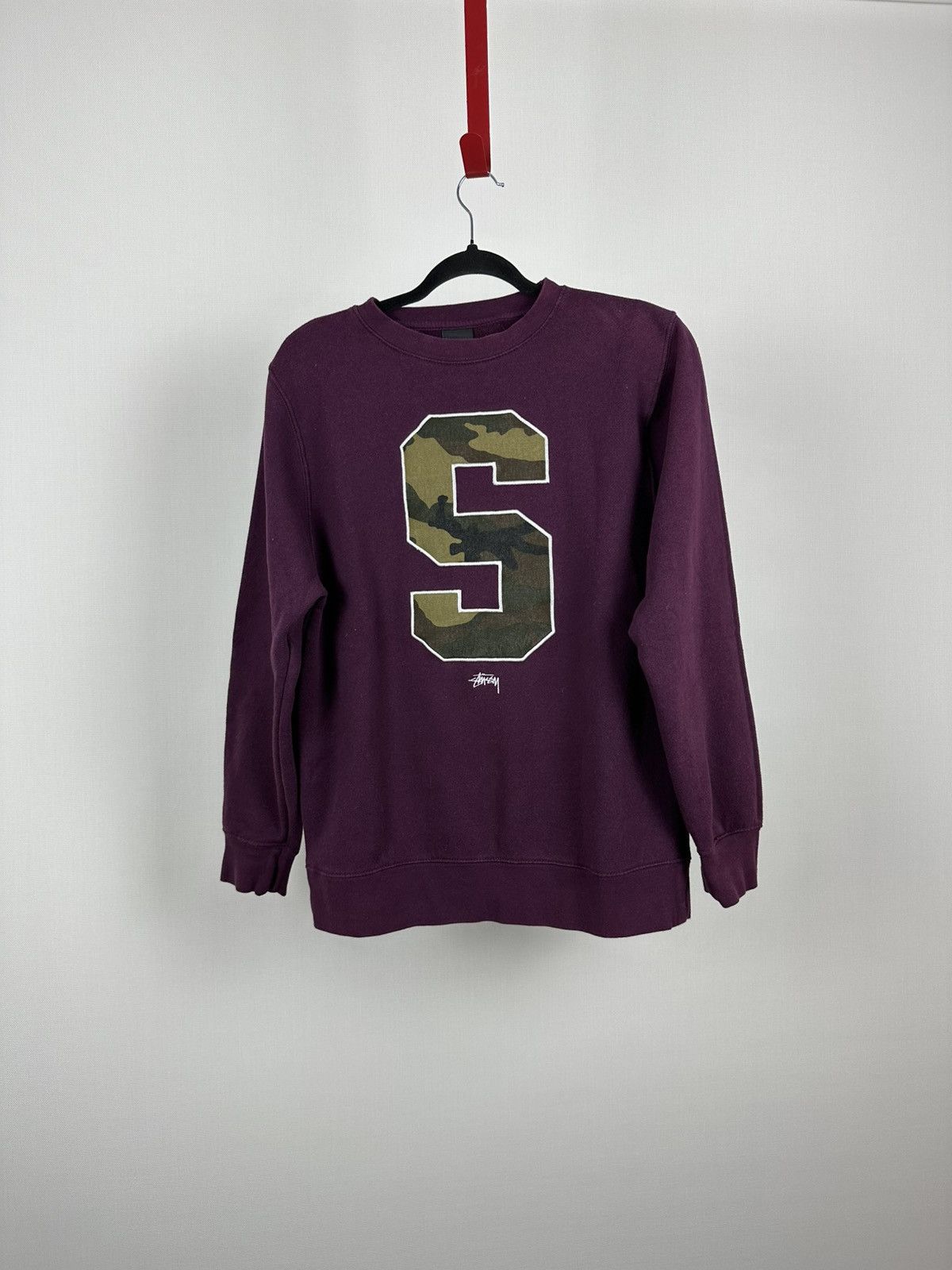 Stussy Men's Maroon hoodie with Camouflage S