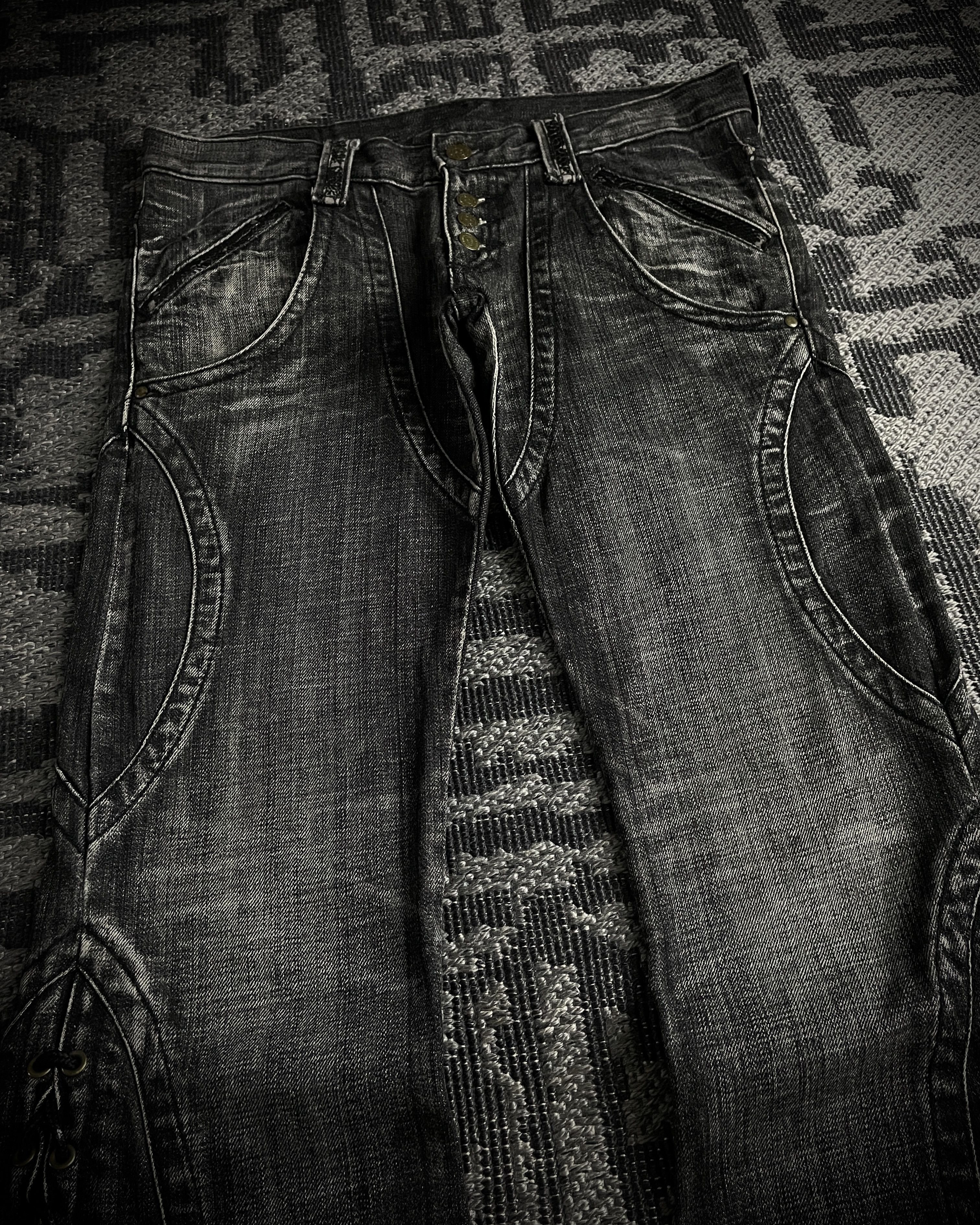 Tornado Mart Tornado Mart Curved Panel Lace Up Flared Denim Size US 33 - 4 Thumbnail