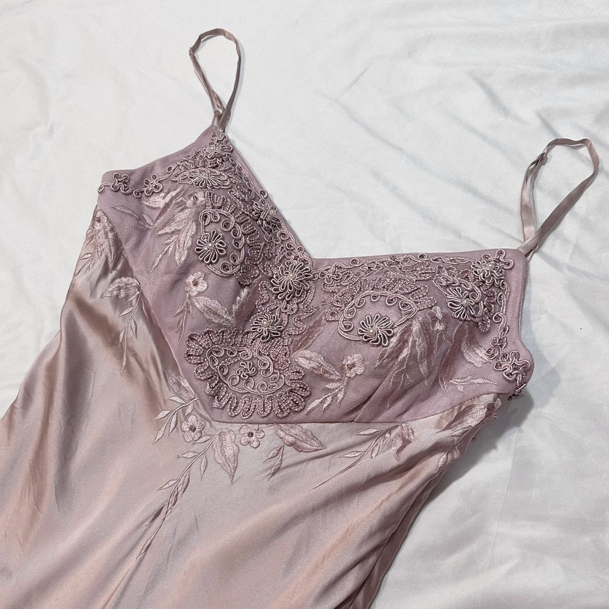 Other Authentic 2000s Sue Wong Embroidered Pink Silk Slip Dress Size XS / US 0-2 / IT 36-38 - 5 Thumbnail