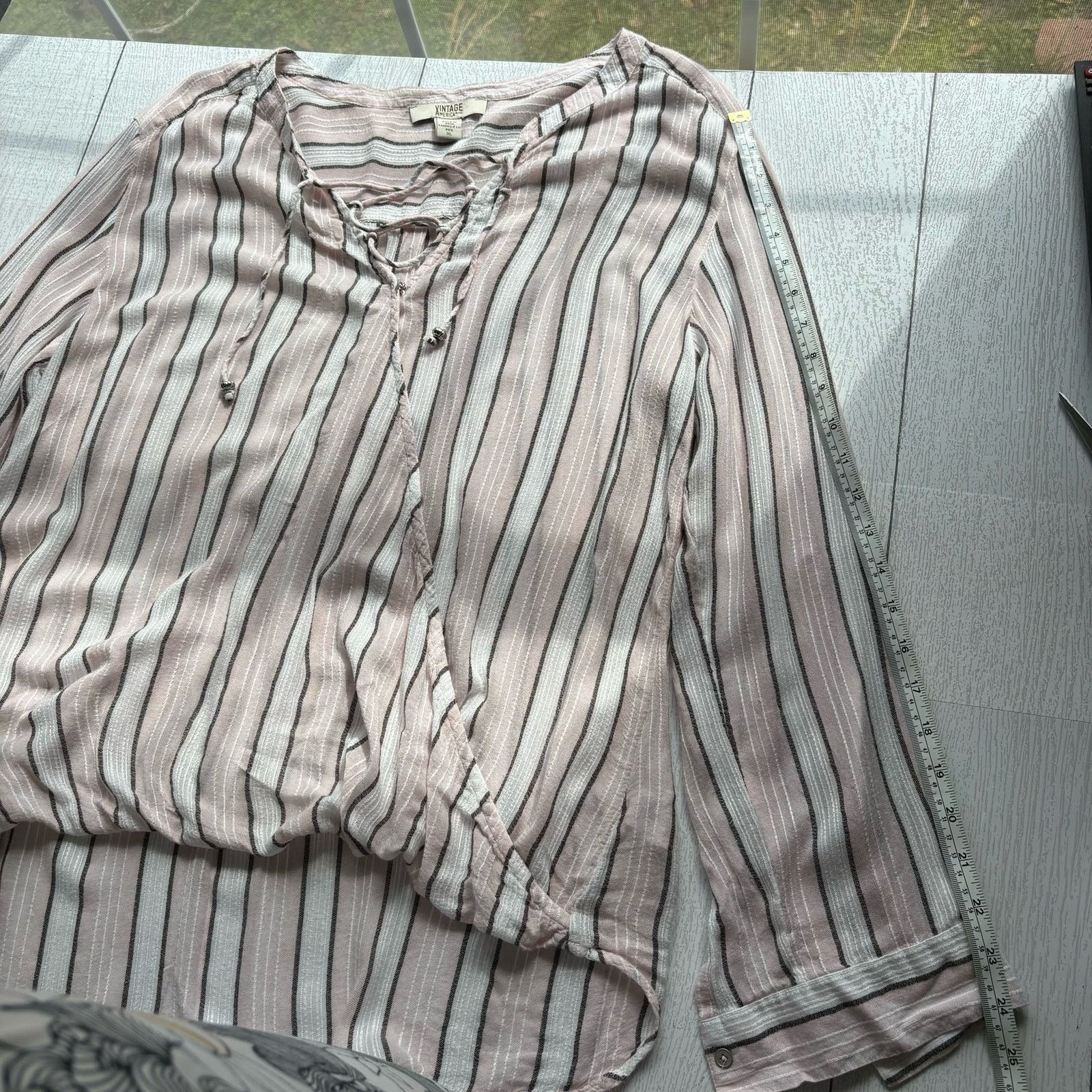 Other Vintage America Blues Pink & White Hi-Low Shirt Boho Size XL Size XL / US 12-14 / IT 48-50 - 6 Thumbnail