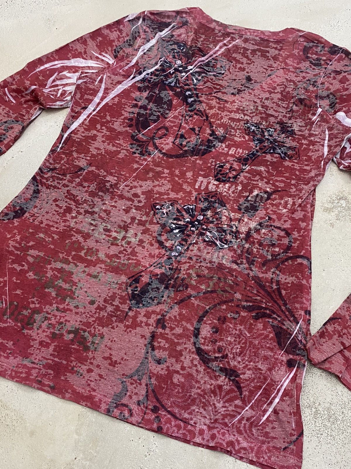 If Six Was Nine Maunces Rare Mesh Art of Affliction Red Emblishh Sword Size US XS / EU 42 / 0 - 13 Thumbnail