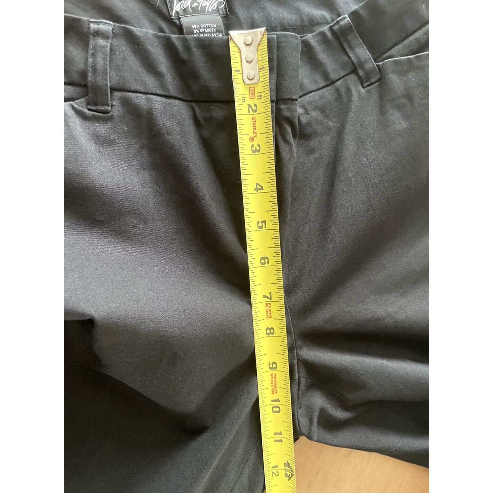 Lord & Taylor LORD & TAYLOR Ankle Straight Chino Pants Womens 8 Black 31x26 Straight Front Twill Knit, 90s Preppy Office Workwear Pants Womens Size 24" / US 00 / IT 34 - 6 Thumbnail