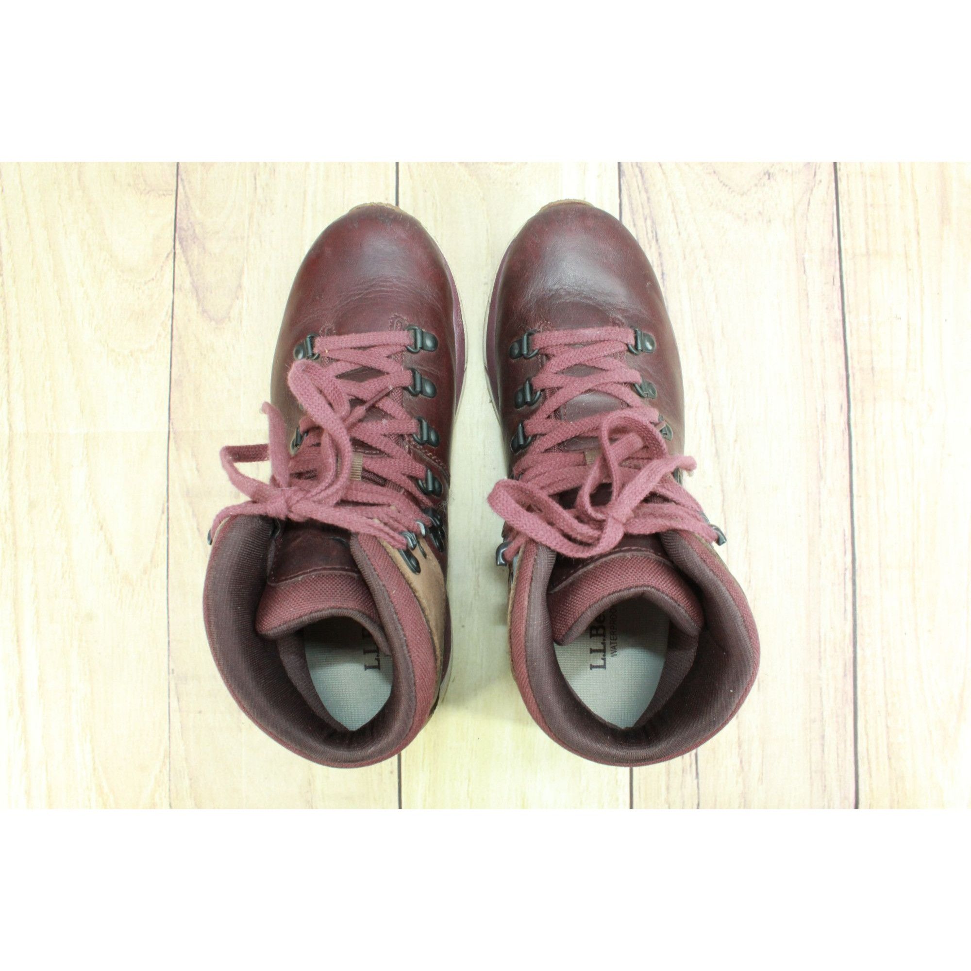 L.L. Bean × Leather LL Bean Alpine Burgundy Leather Waterproof Hiking Boots Size US 9.5 / IT 39.5 - 7 Thumbnail
