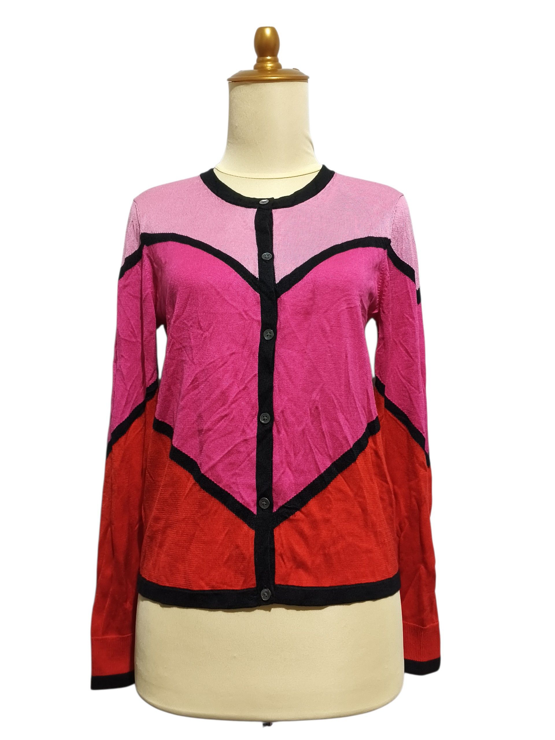 Carolina Herrera Carolina Herrera Y2K Silk Cashmere Color Block Cardigan Size M / US 6-8 / IT 42-44 - 1 Thumbnail