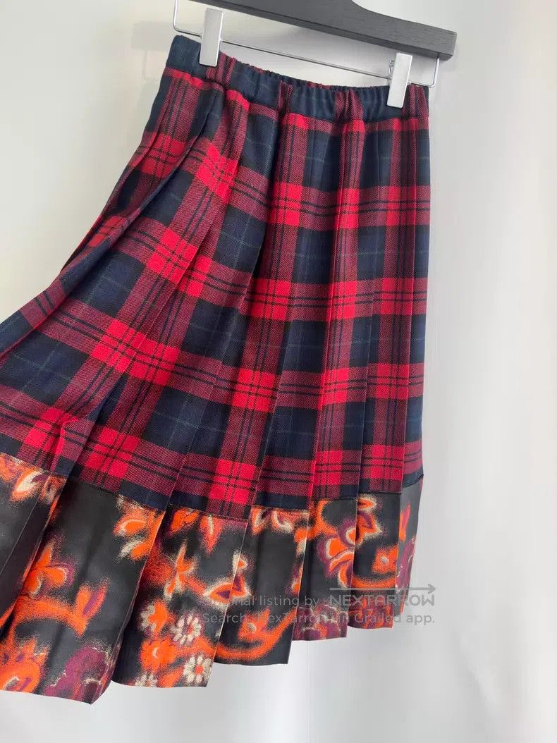 Comme des Garcons Comme des Garcons Size F Red Plaid Patchwork Print Pleated Size 23" - 3 Thumbnail