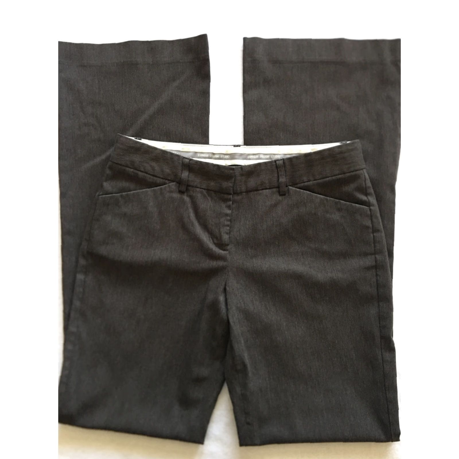Vintage VINTAGE Express Design Studio Dress Pants Gray Womens Size 2 Bootcut Work / B4 (Note: Original did not indicate vintage; removed) Size 26" / US 2 / IT 38 - 2 Thumbnail