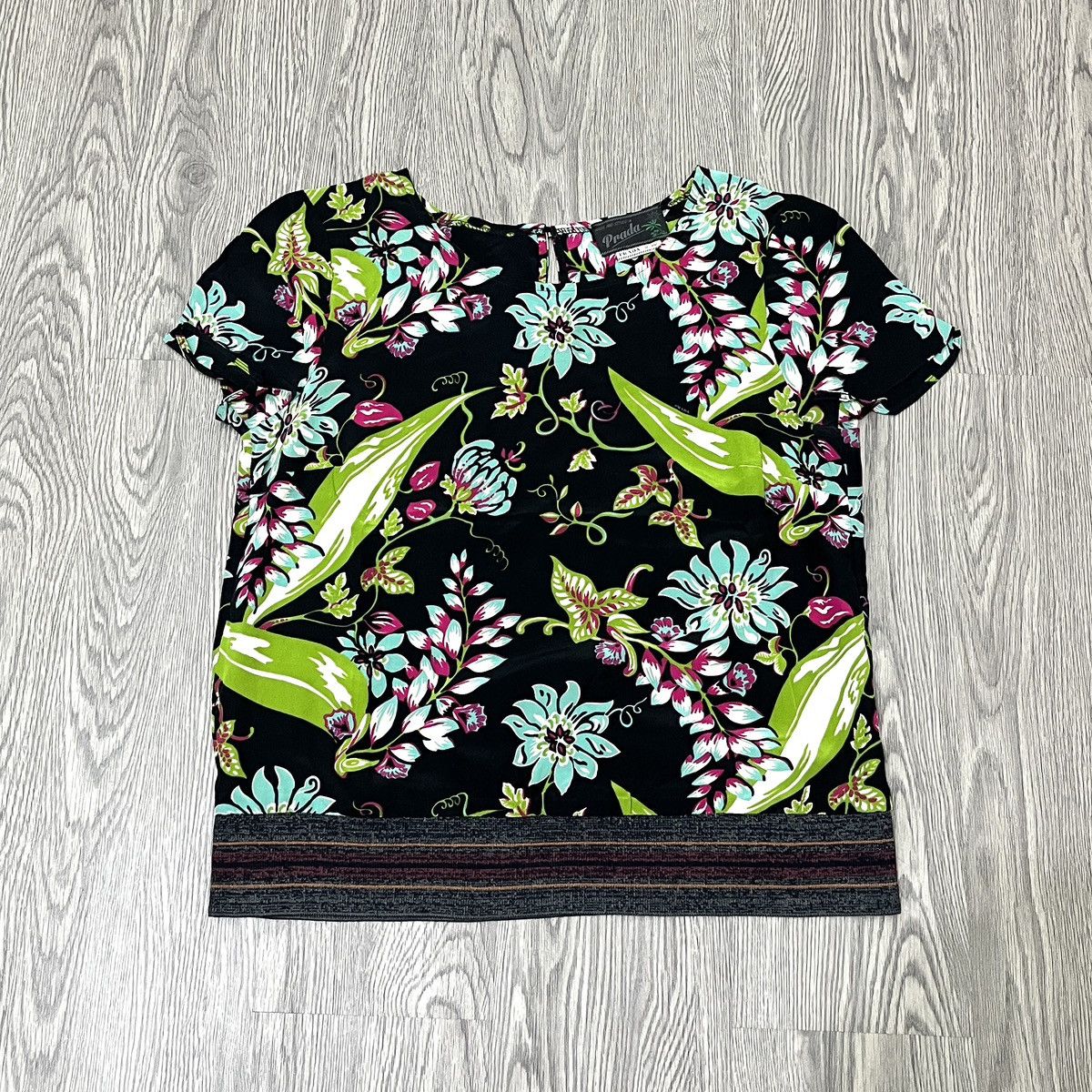 Prada Prada 2010s Floral Print Silk Top Blouse Designer Size XS / US 0-2 / IT 36-38 - 1 Thumbnail