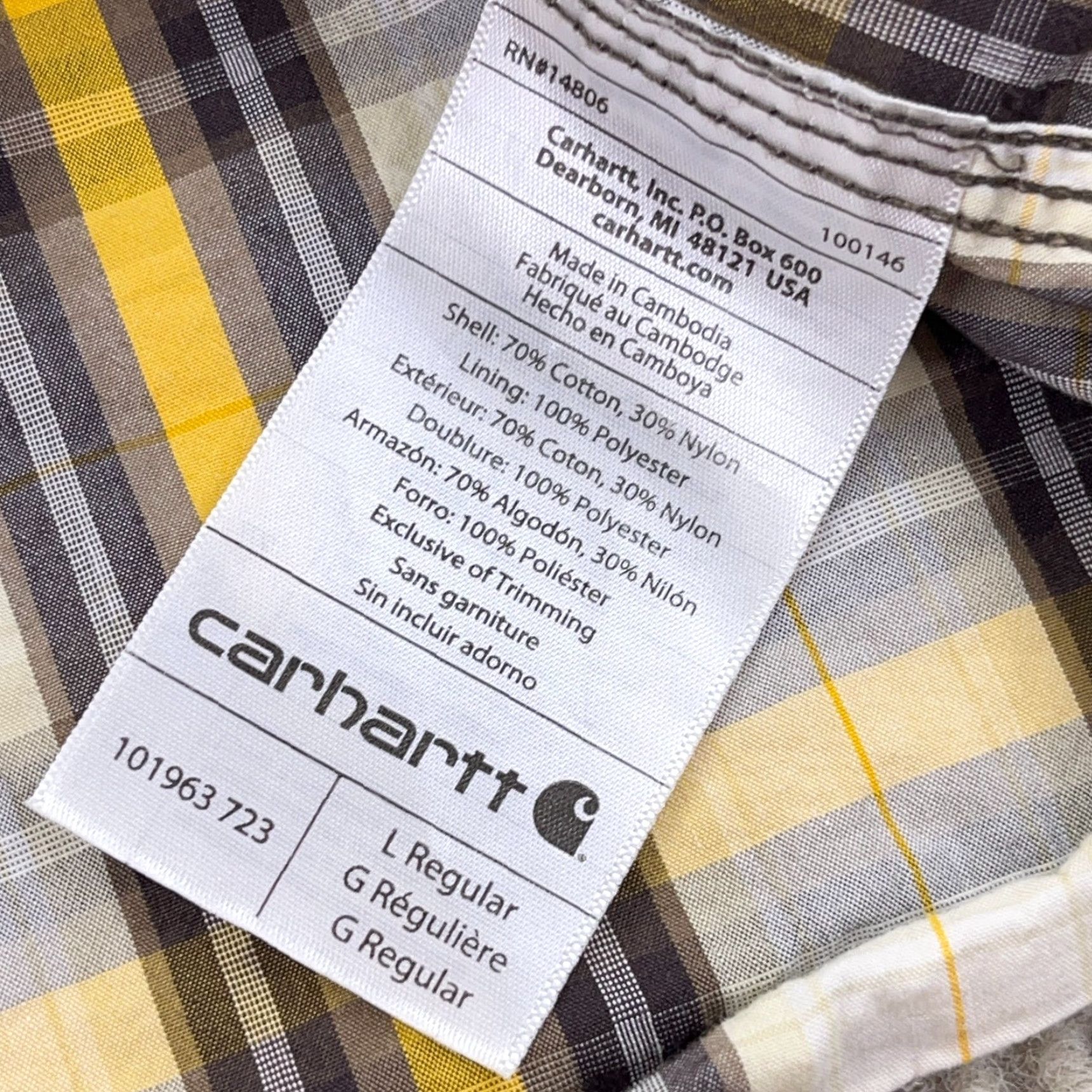 Carhartt Carhartt Shirt Men Large Gray Plaid Button-Up Relax Fit Workwear Pockets Size US L / EU 52-54 / 3 - 5 Thumbnail